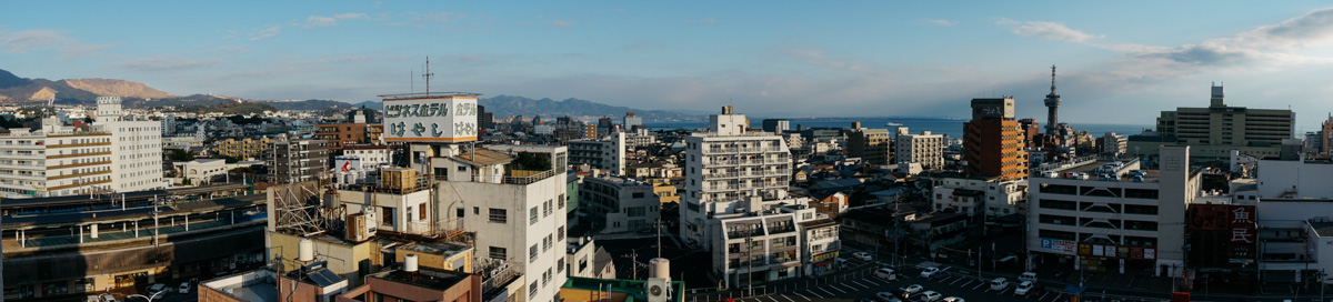 Morning view from our hotel in downtown Beppu not far from the beach
