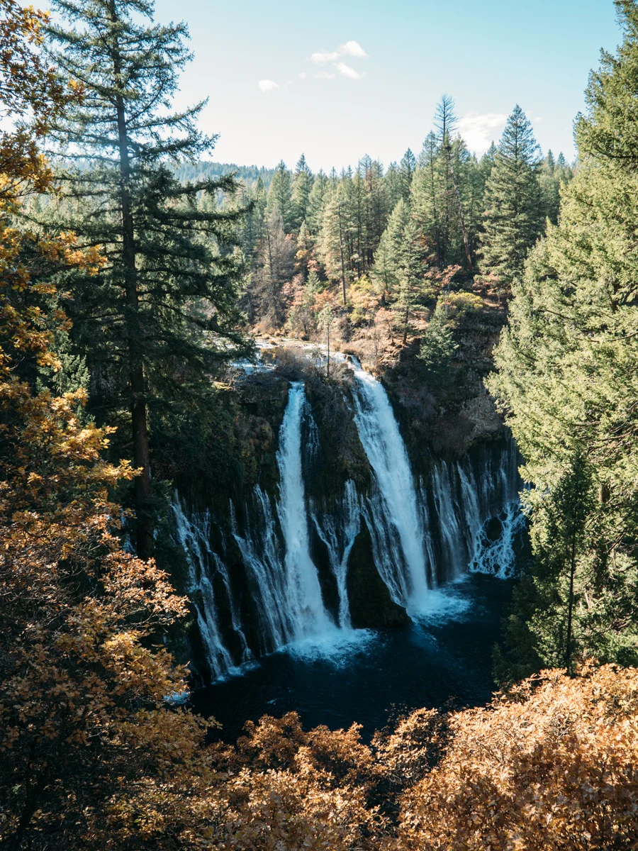 Between Lassen and Crater Lake is Burney Falls at McArthur-Burney State Park. These falls flow over and directly out of springs within the volcanic rock.