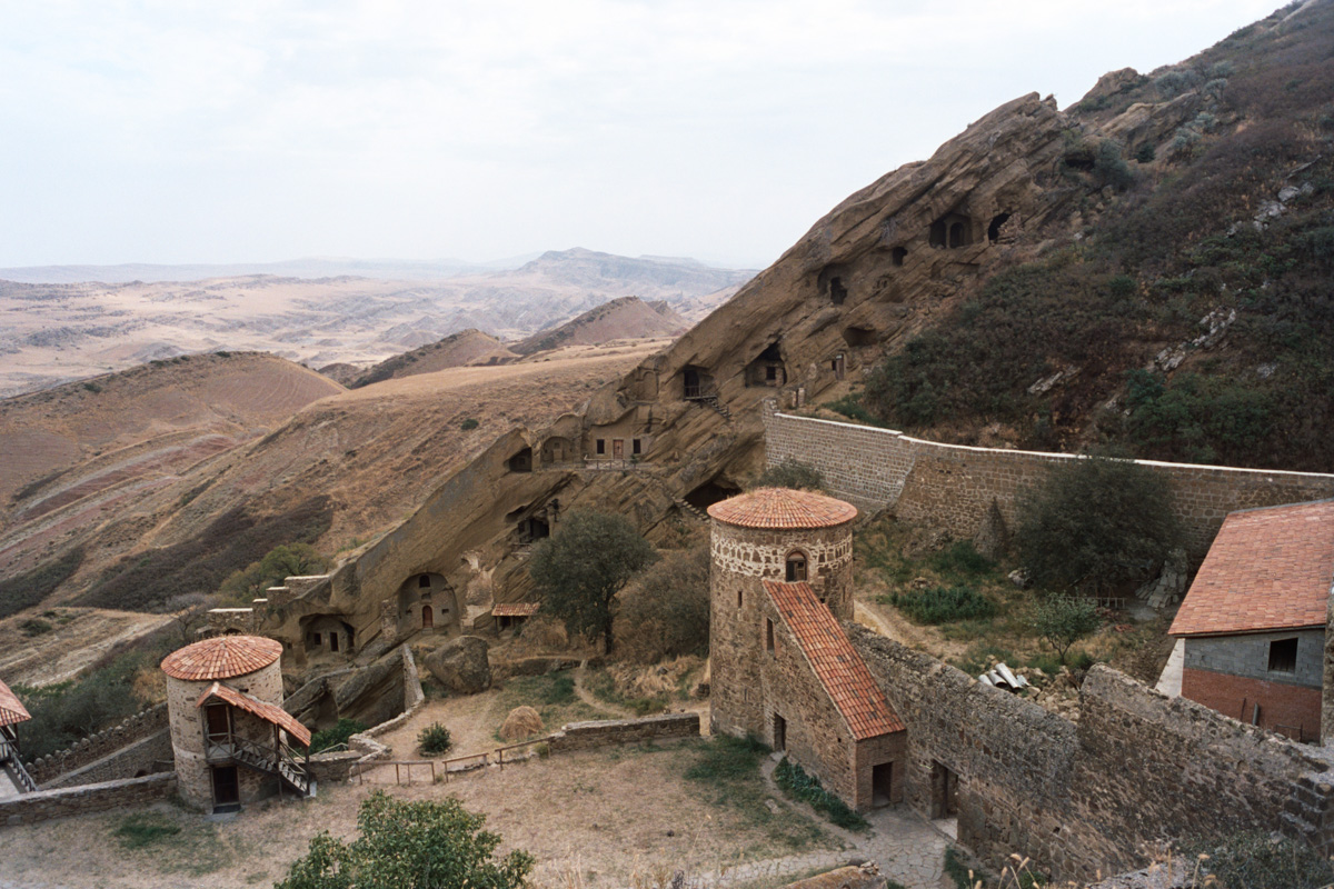 We took a day trip from Tbilisi to the David Gareja Monastery at the Georgia/Azerbaijan border. Built in the 6th century, the monastery includes several caves carved out of the hillside.