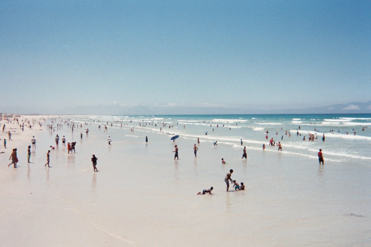 How crowded Muizenberg Beach had become by the time I finished surfing