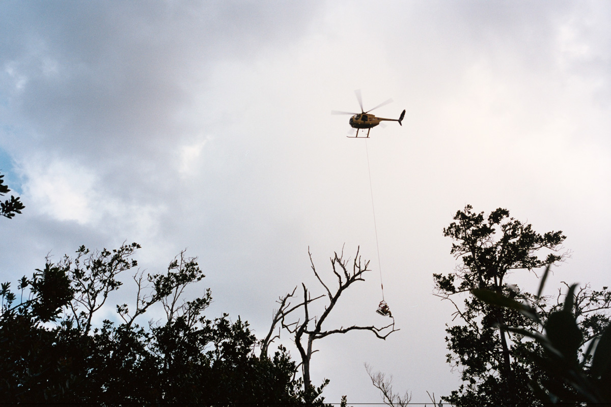 We were slightly terrified to see that our way out was on a basket dangling from a rescue helicopter.
