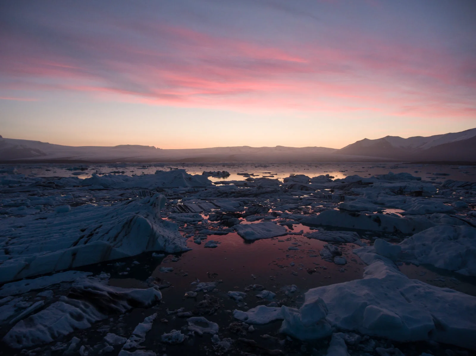 Sunset at Jökulsárlón captured by Furby the Drone.