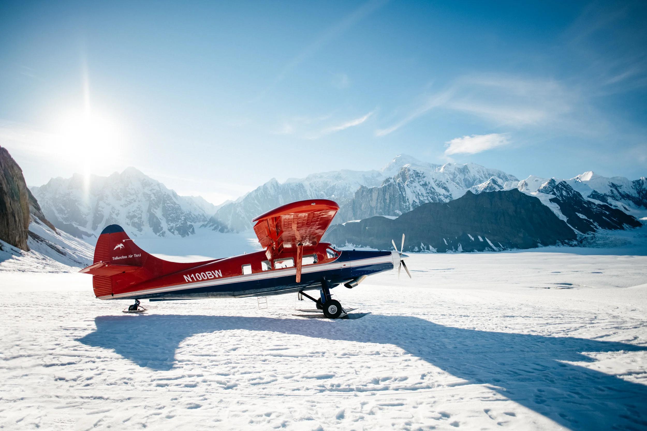 The DeHavilland Otter landed using special ski landing gear