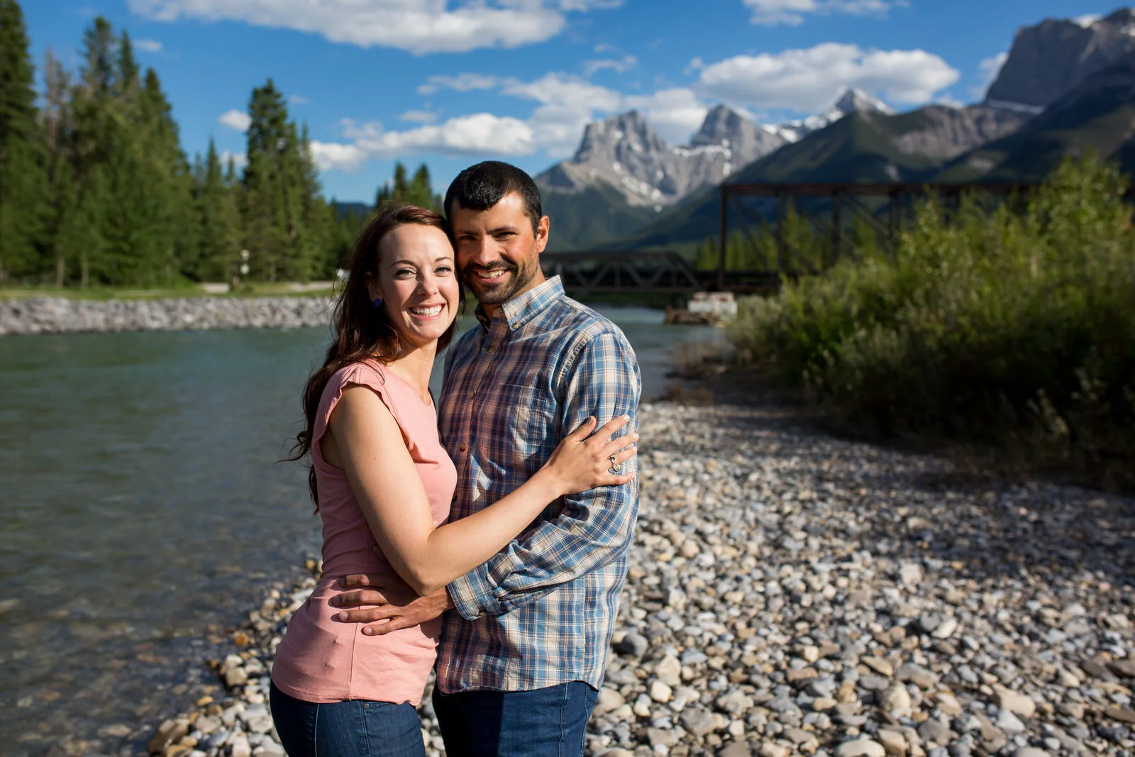 Engagement Photos on the Bow River in Canmore, AB.
