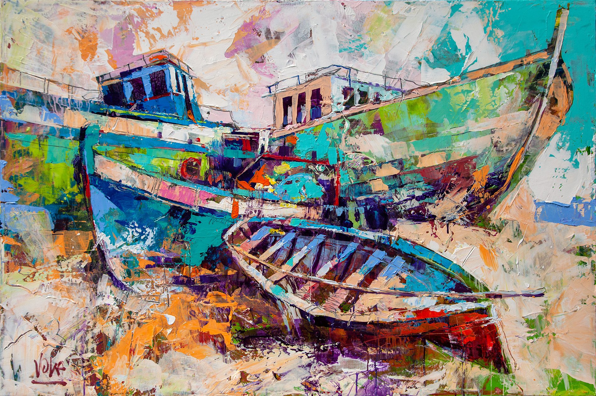 Drydock, 100x150 cm/39,4x59,1 inch, Acrylic on Canvas