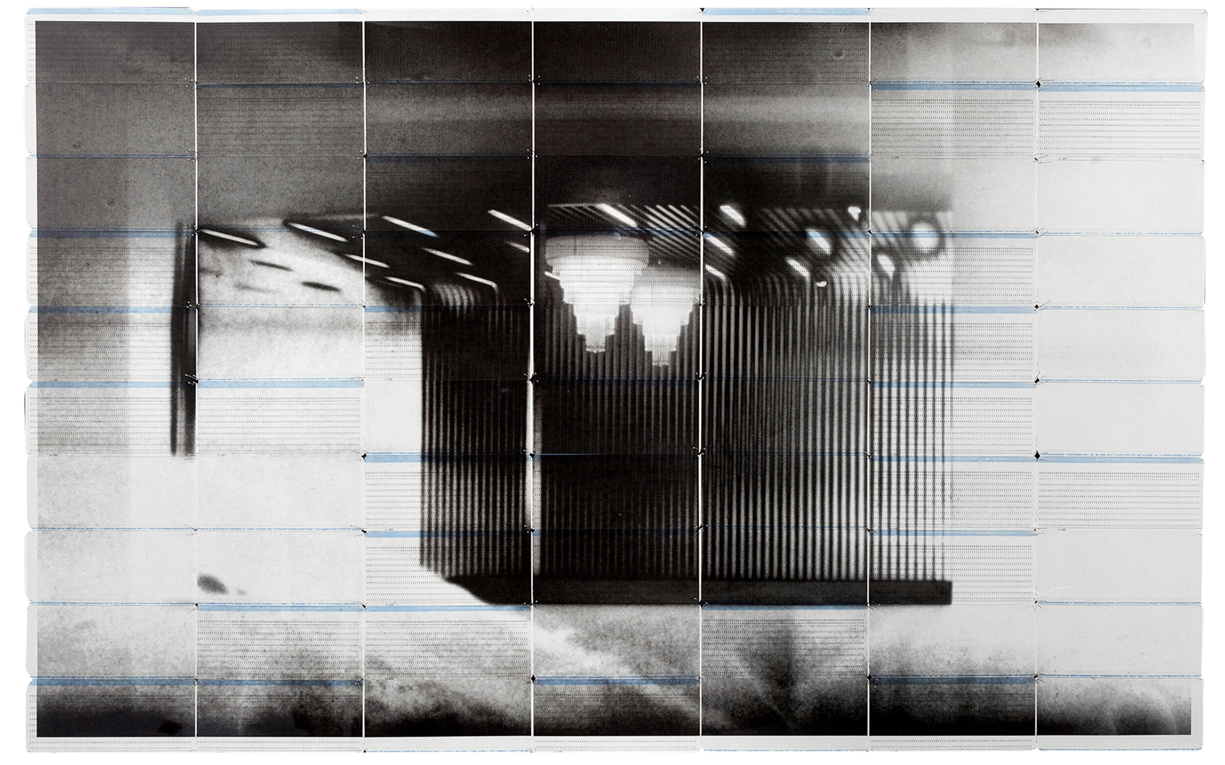 TYO2_100, 2018 Inkjet on 70 white computer punch cards with blue stripes Negative date 2016 83 x 131 cm.jpg
