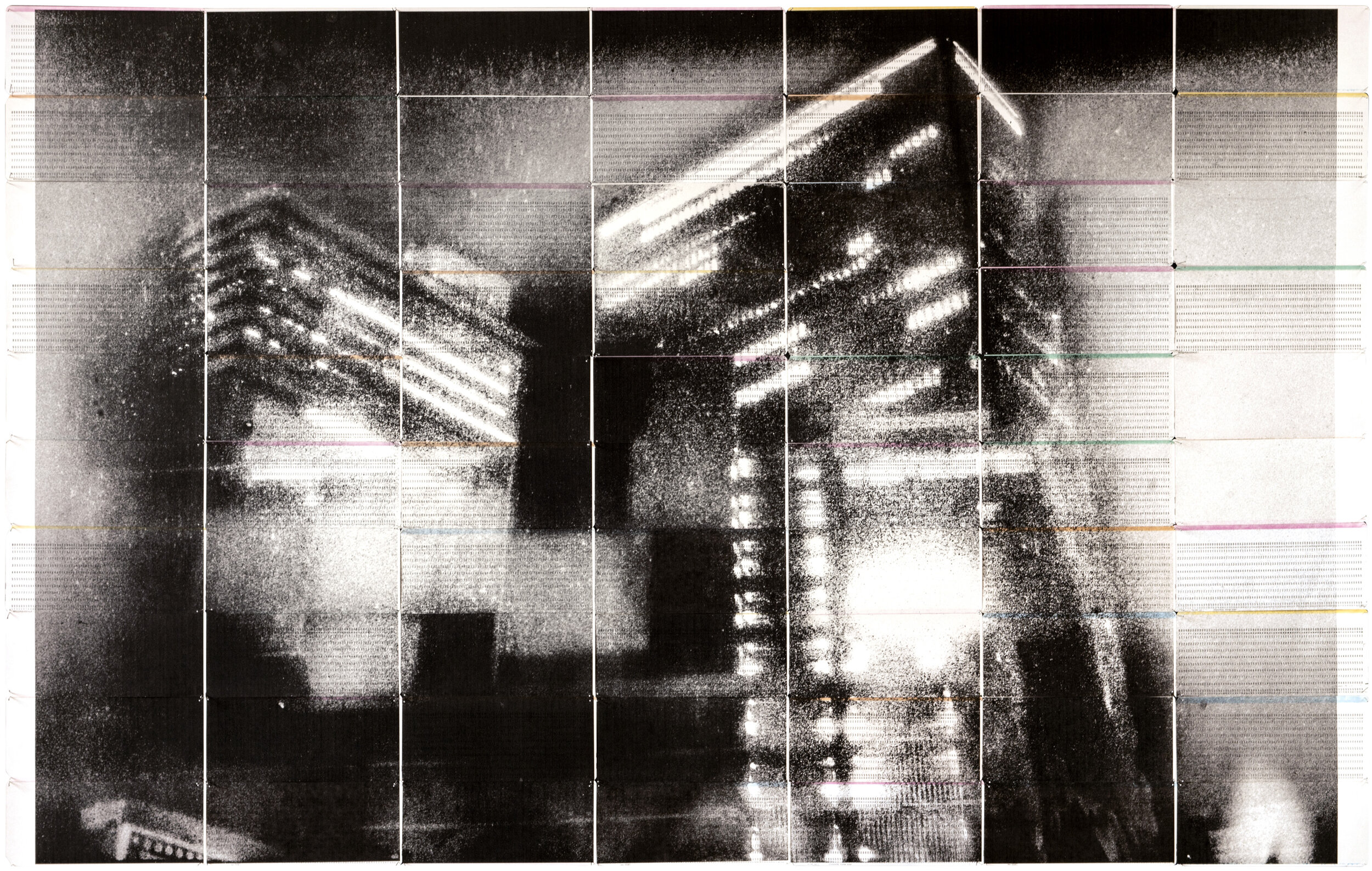 SEOL_089, 2021 Inkjet on 70 white computer punch cards with coloured stripes Negative date 2019 83 x 131cm.jpg