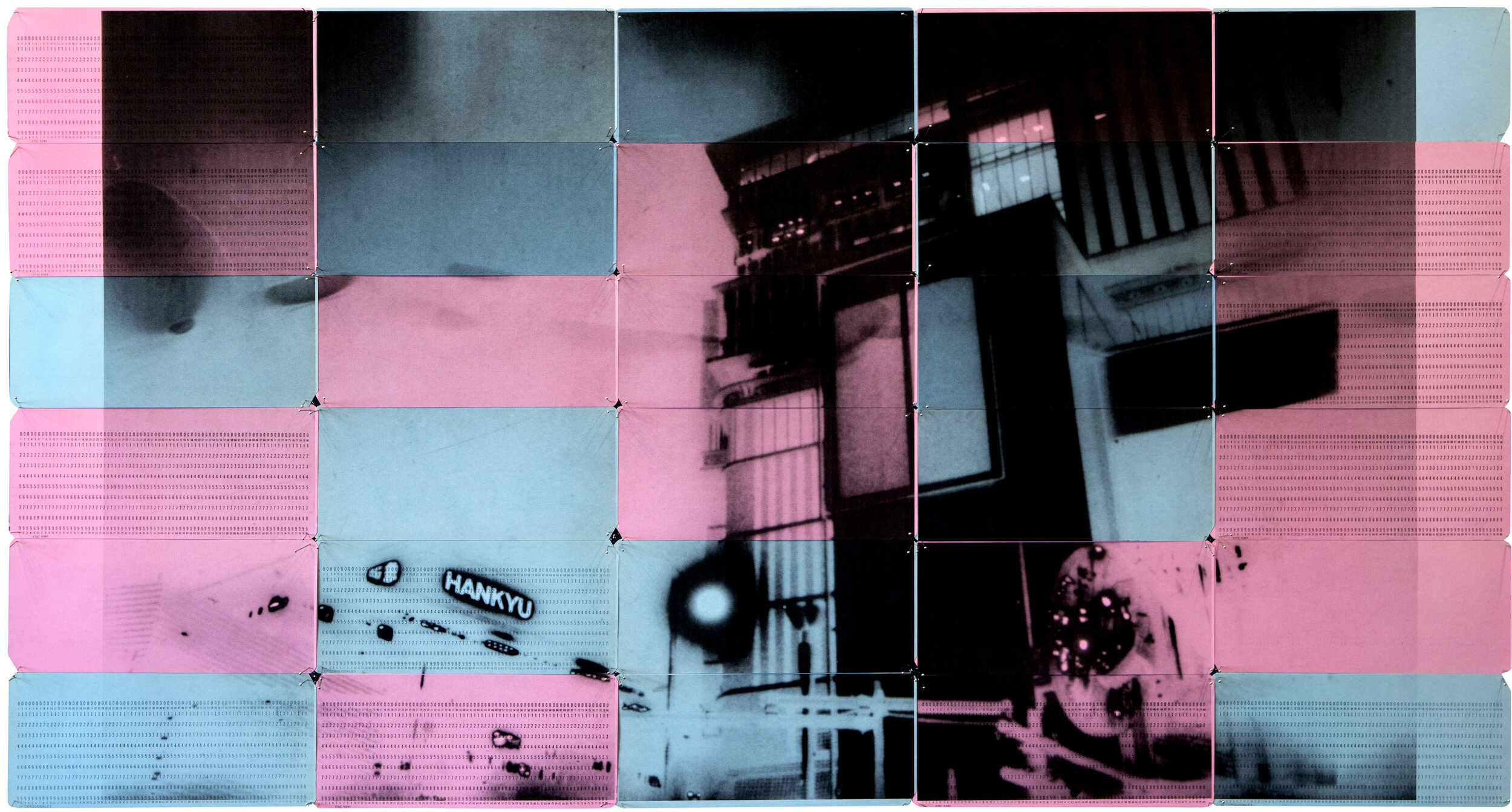 OSC_66, 2020 Inkjet on 30 blue and pink computer punch cards Negative date 2015 49.8cm x 93.5 cm.jpg