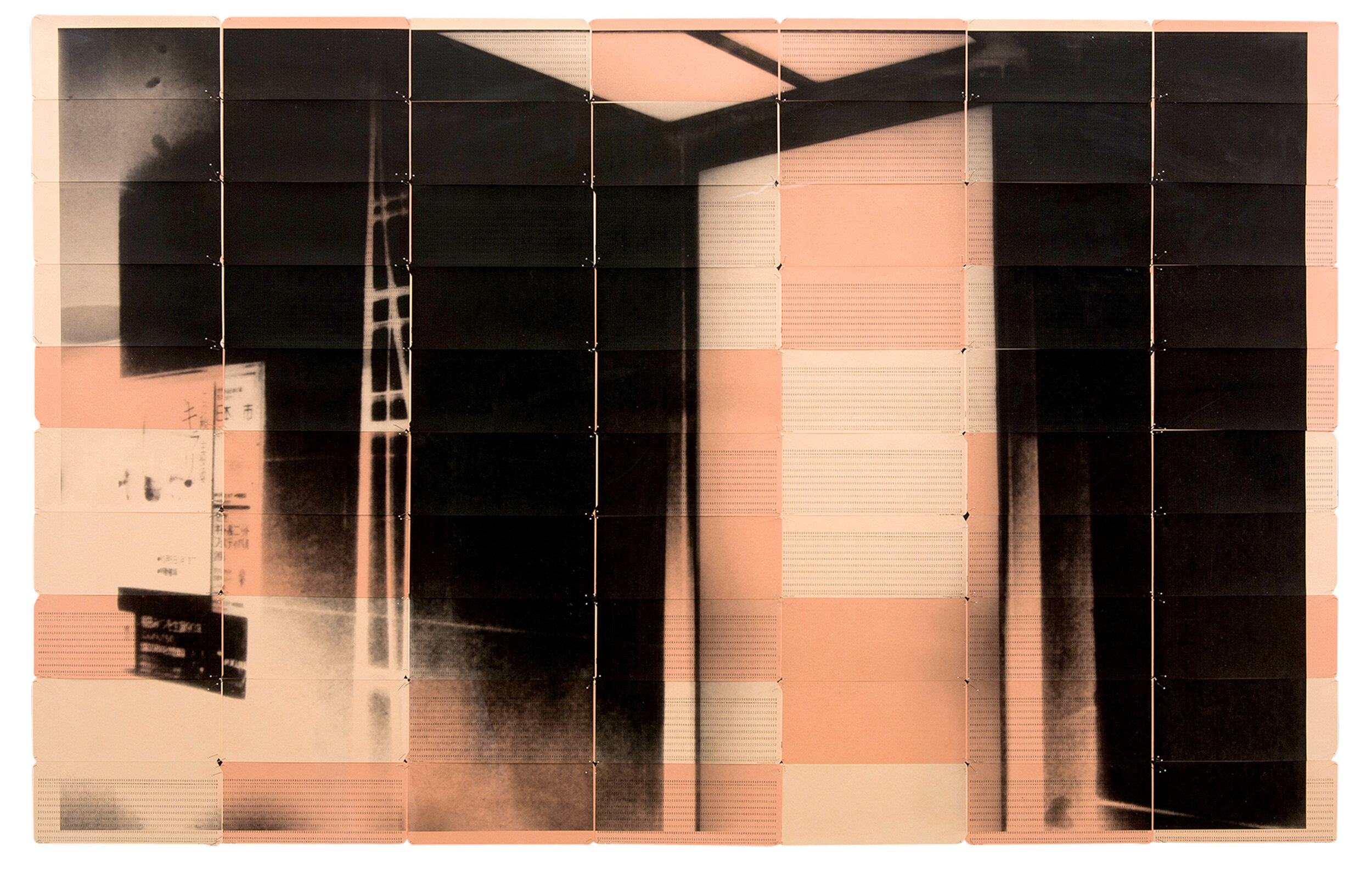 OSC64, 2018 Inkjet on 70 salmon pink and cream computer punch cards Negative date 2016 83 x 131 cm.jpg