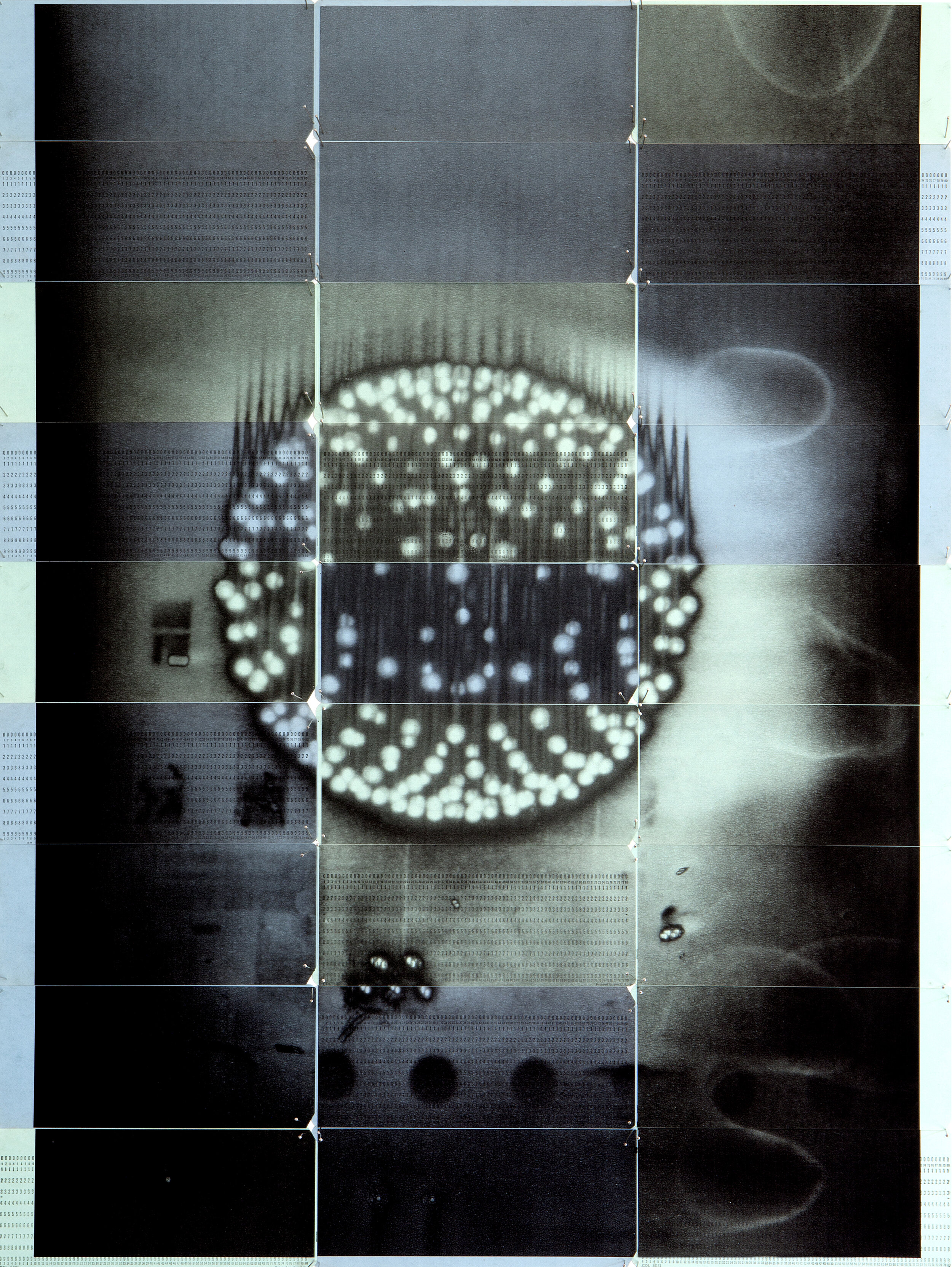 LDN5_51, 2017 Inkjet on 27 green and blue computer punch cards Negative date 2017 74.7 x 56.1 cm.jpg
