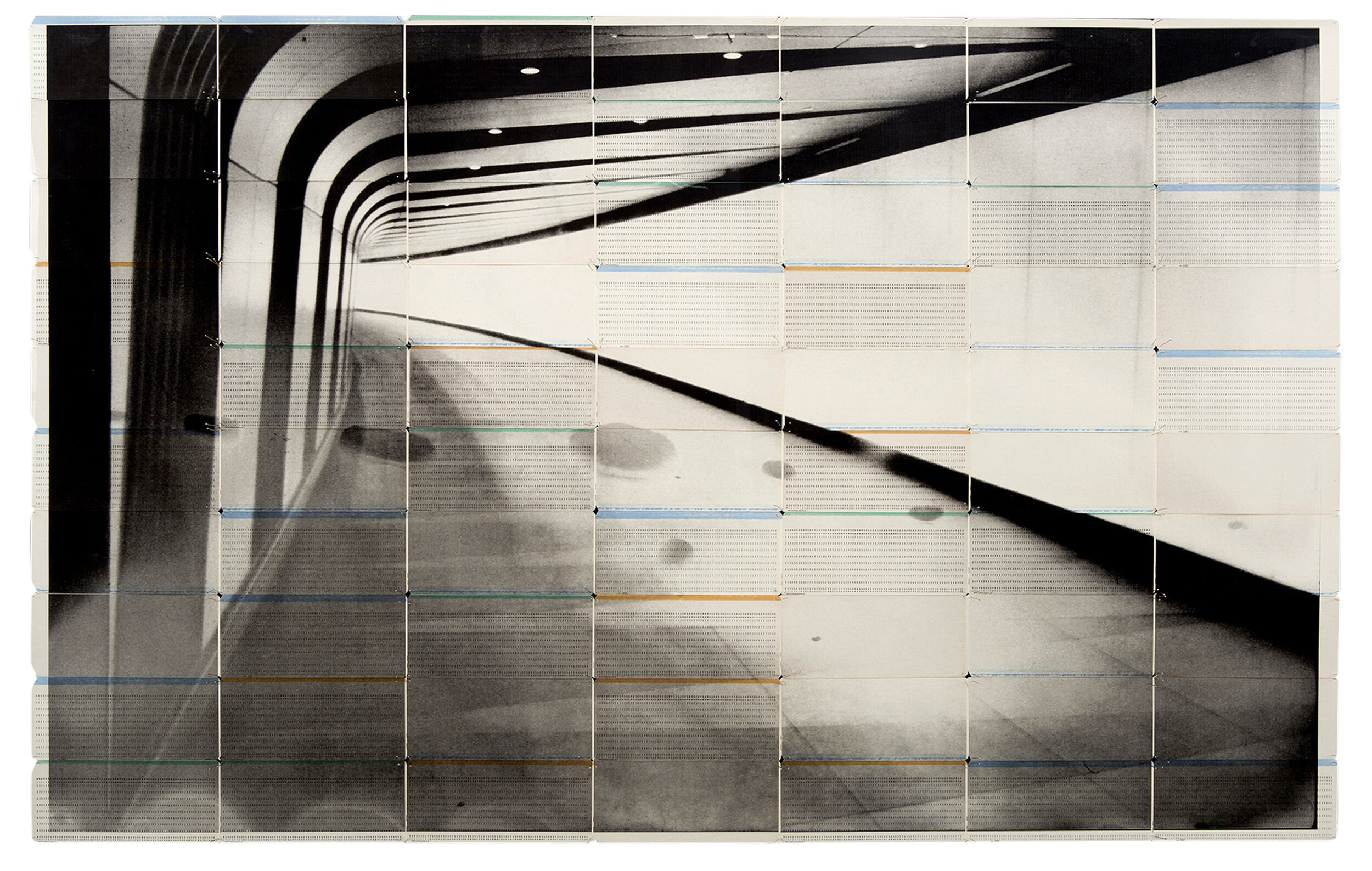 LDN4_19, 2018 Inkjet on 70 white computer punch cards with coloured stripes Negative date 2016 83 x 131cm.jpg