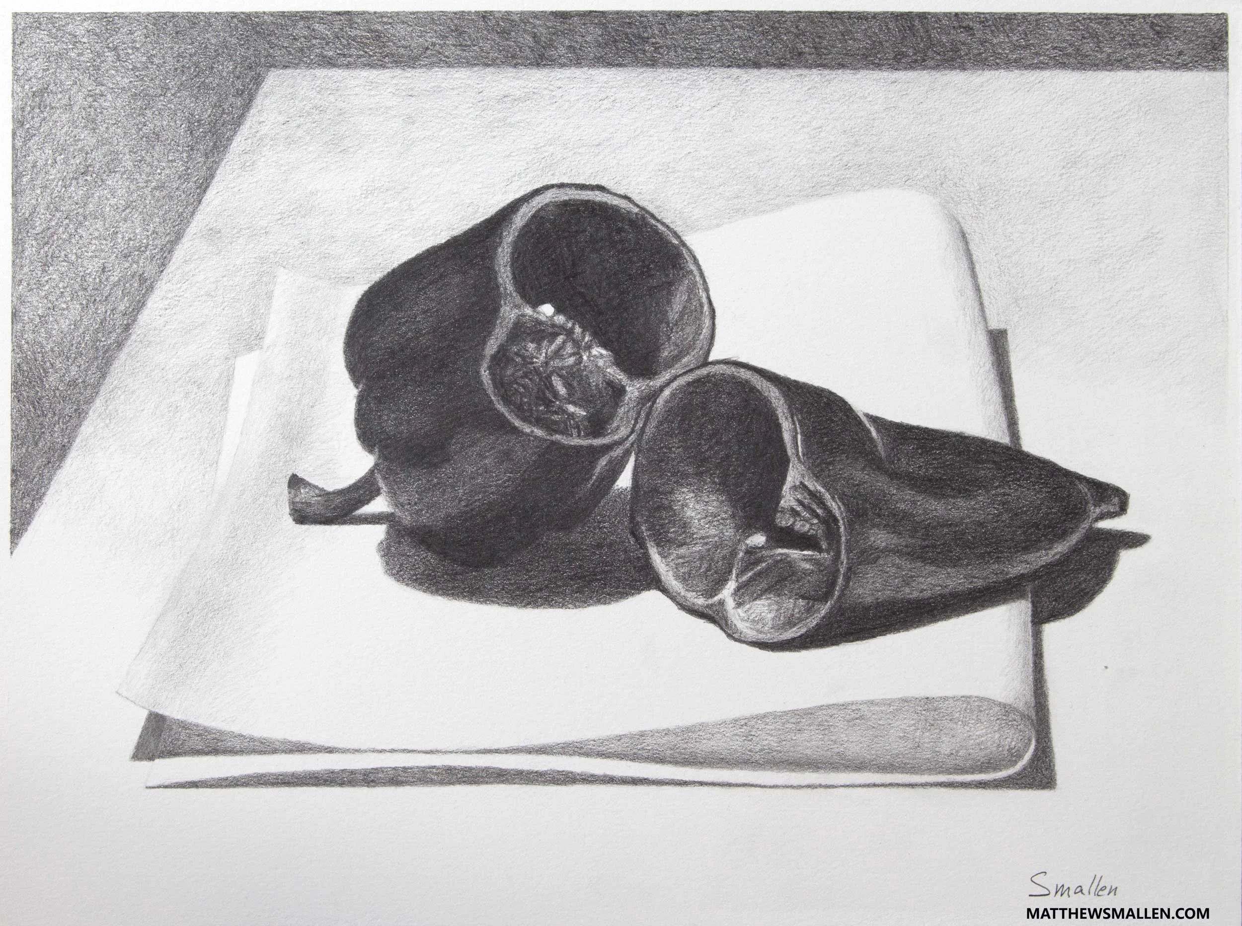Study Inside A Poblano Peppergraphite on bristol board  12 x 9 in.