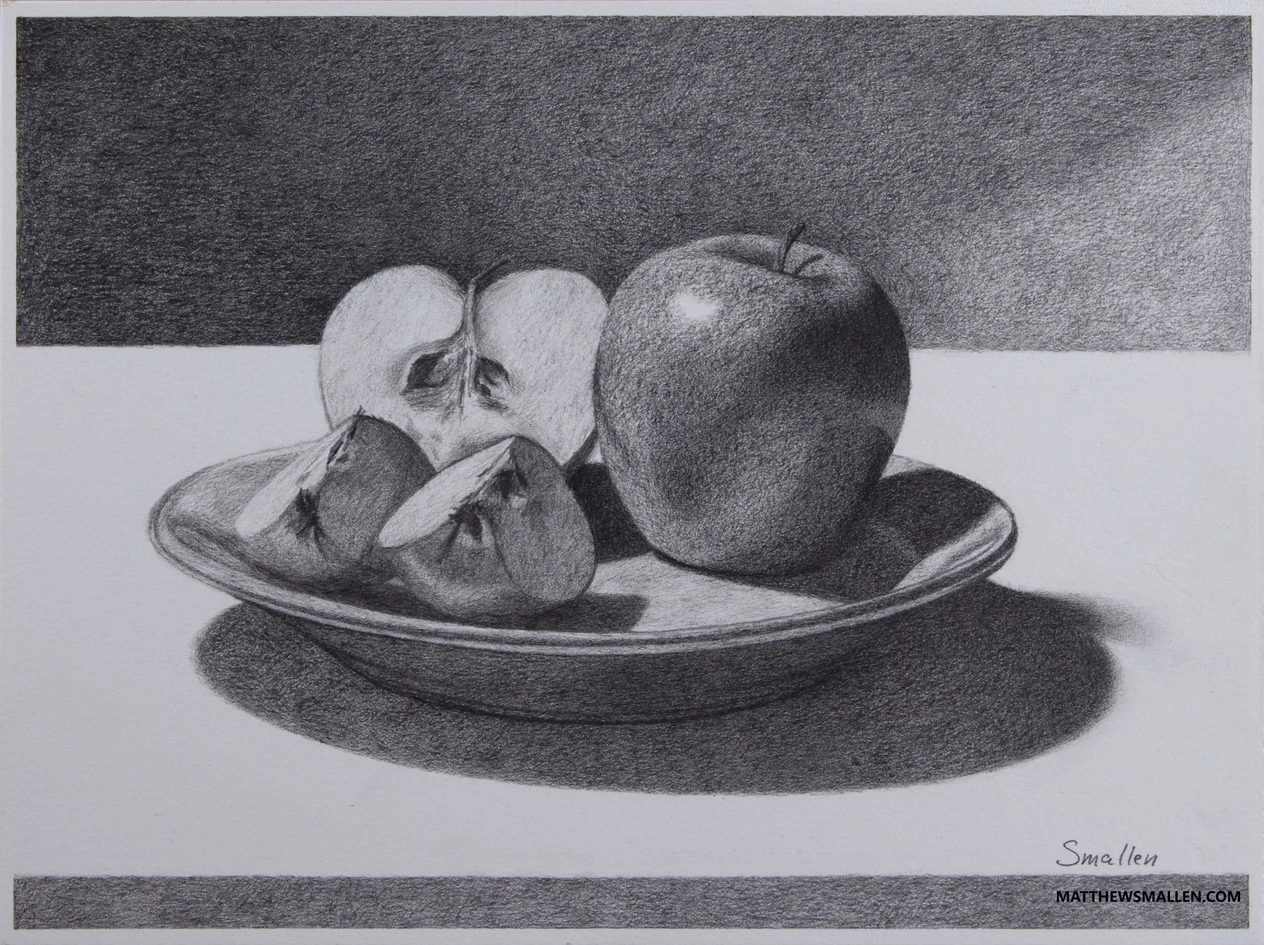 Two Applesgraphite on bristol board  12 x 9 in..