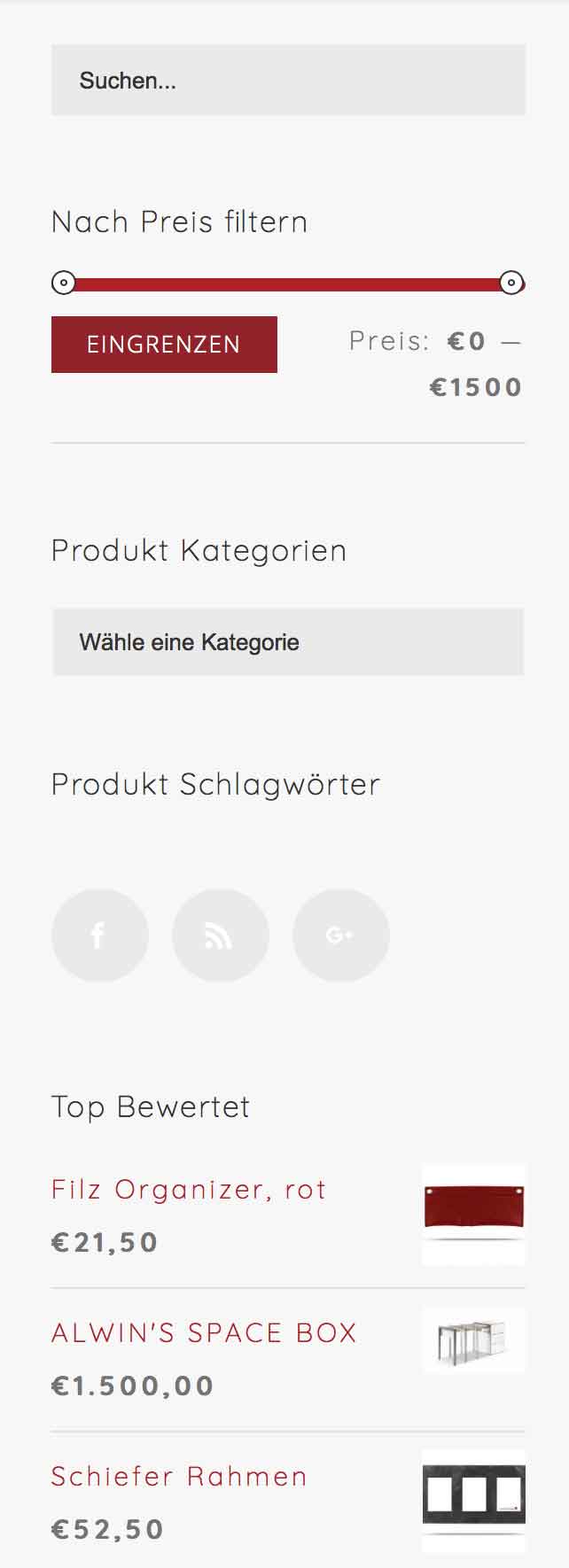 Produktfilter helfen bei der Auswahl