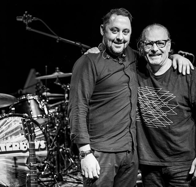 A moment in Barcelona with my drum tech and great friend Rob Jones at the end of our run in Europe last year with @waterboysmusic. Pic by @paul.macmanus