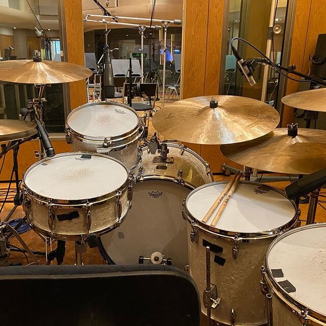 The new tom configuration for a  very exciting project with big band and orchestra at British Grove Studios! @gretschdrums @sabiancymbals_official @vicfirth  @remopercussion @gibraltarhardware @hardcase_drum_cases @protectionracket @tunerfishluglocks