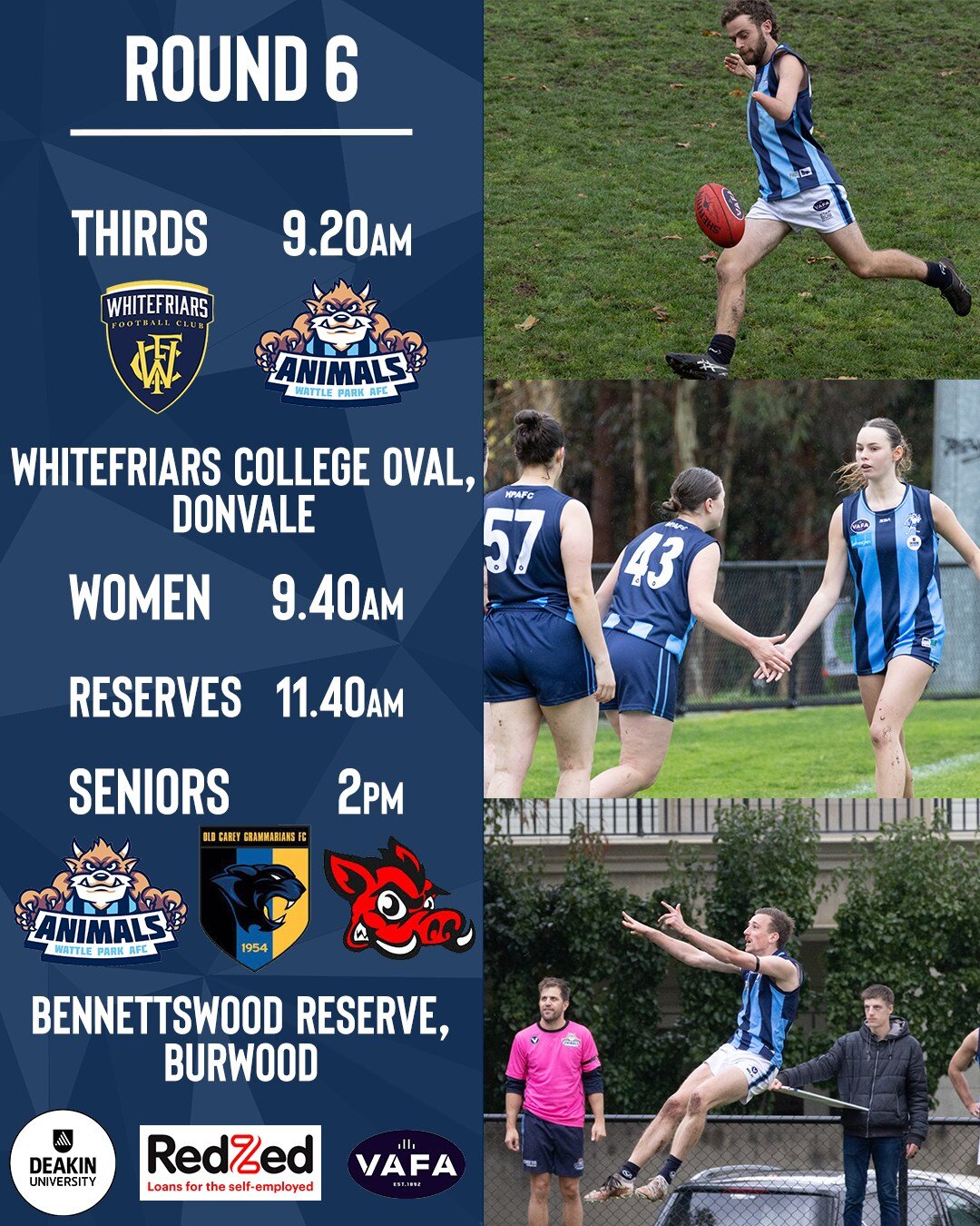 The Thirds are off to Donvale, the Women host a new foe, whilst the Seniors and Reserves host our foes down the line of the 75.

#WHIvWP #WPvOC #WPvSWI