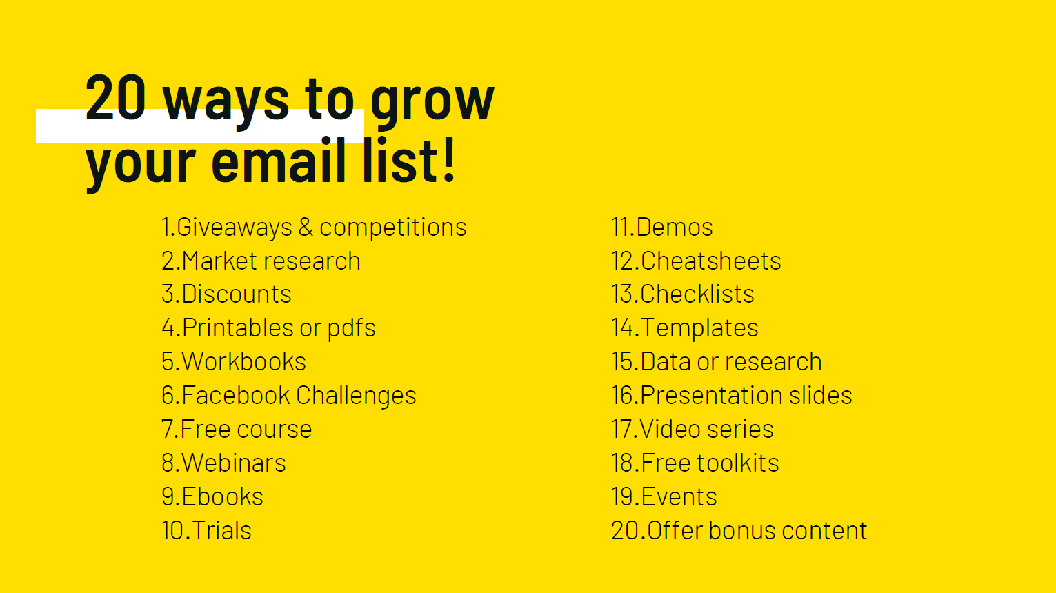 20 ways to grow your email list for your business success