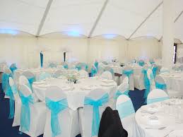 Aqua blue organza sash with lycra chair cover