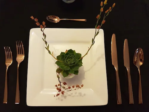 copper cutlery table setting