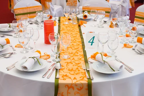 orange flocking table runner