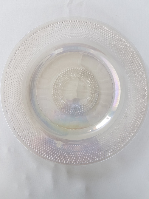 textured crystal glass charger plate AVAILABLE FOR HIRE NOW