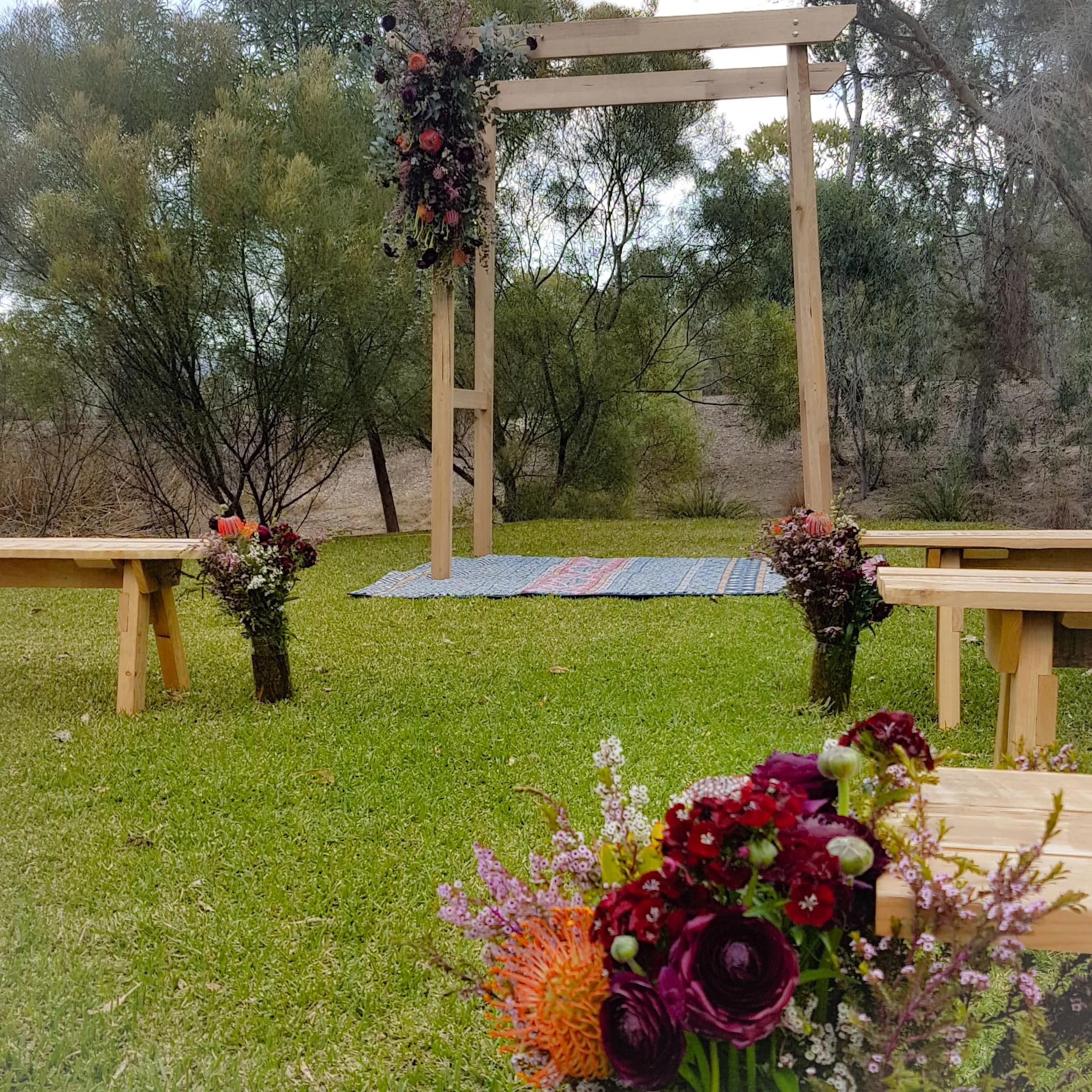 boho ceremony styling @ Mt Annan Botanic gardens