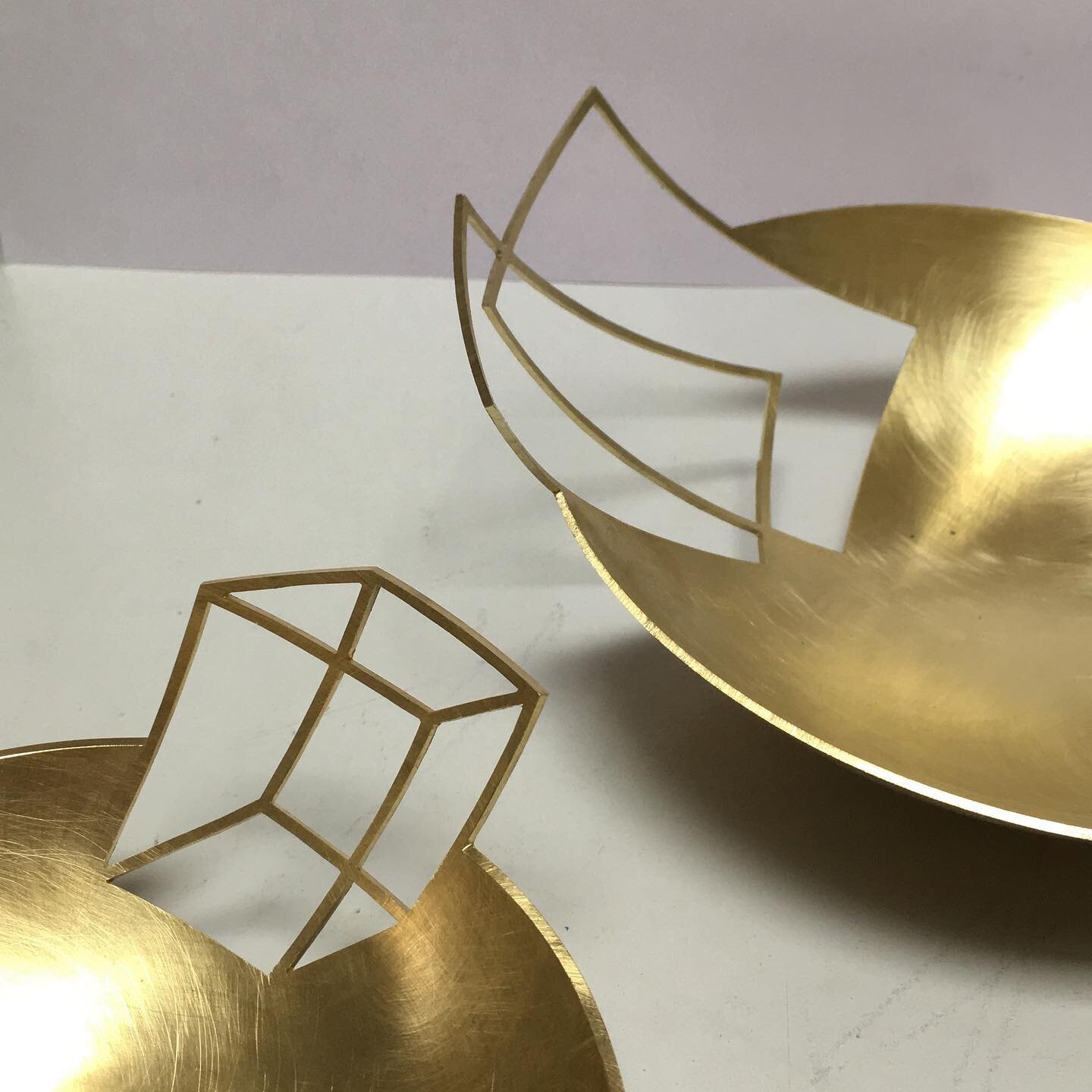 A nice day of piercing these #Negativebowls #opticalillusion #brassnotgold #planningahead #handmade #oneoff #workinprogress #oldwork #cuboid #solidandopen #shiftingbalance #shadowandlight #keepmaking