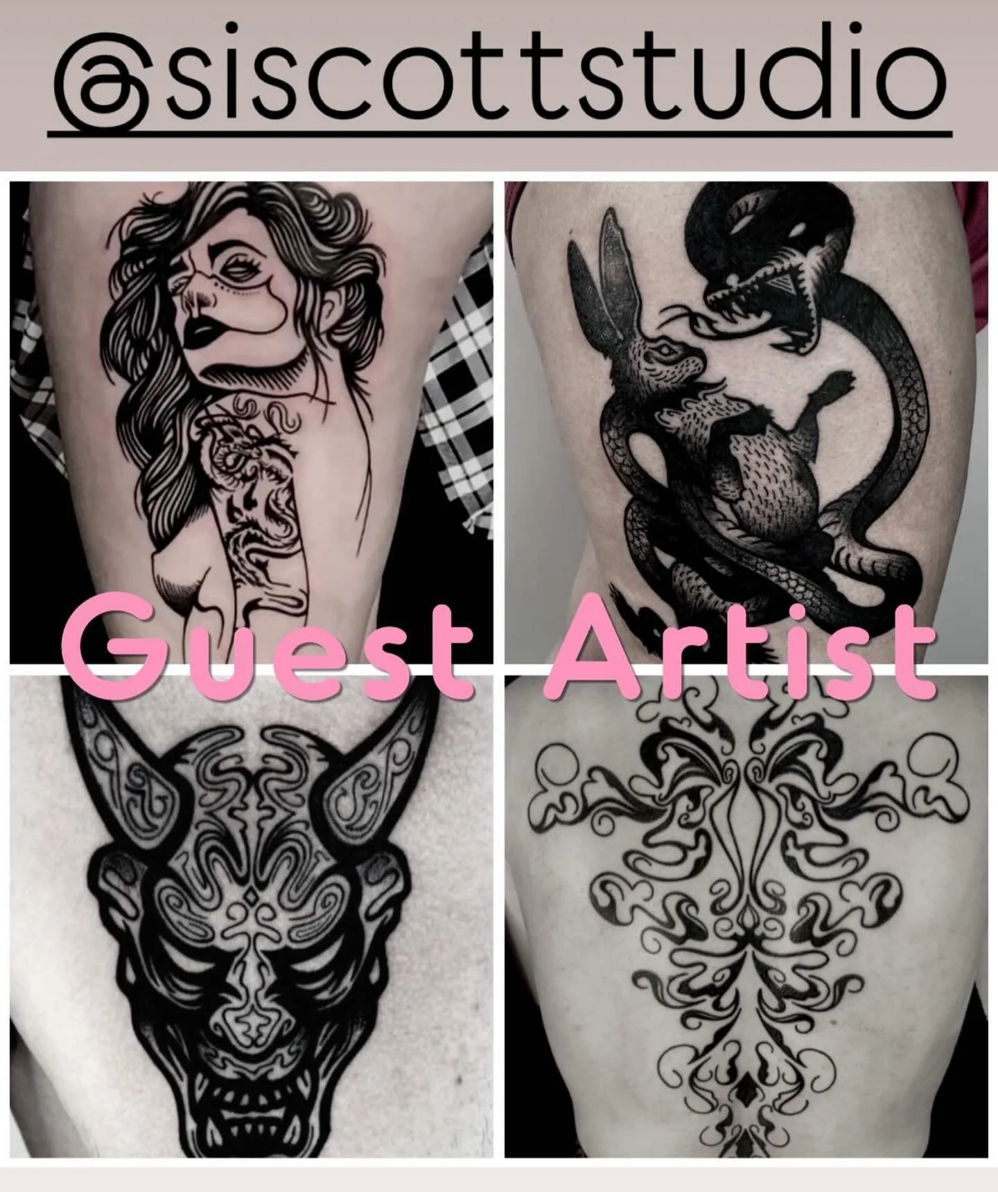 Guest Artist - @siscottstudio is with us 2-4th July @_crownofthorns DM him directly for bookings while he&rsquo;s here