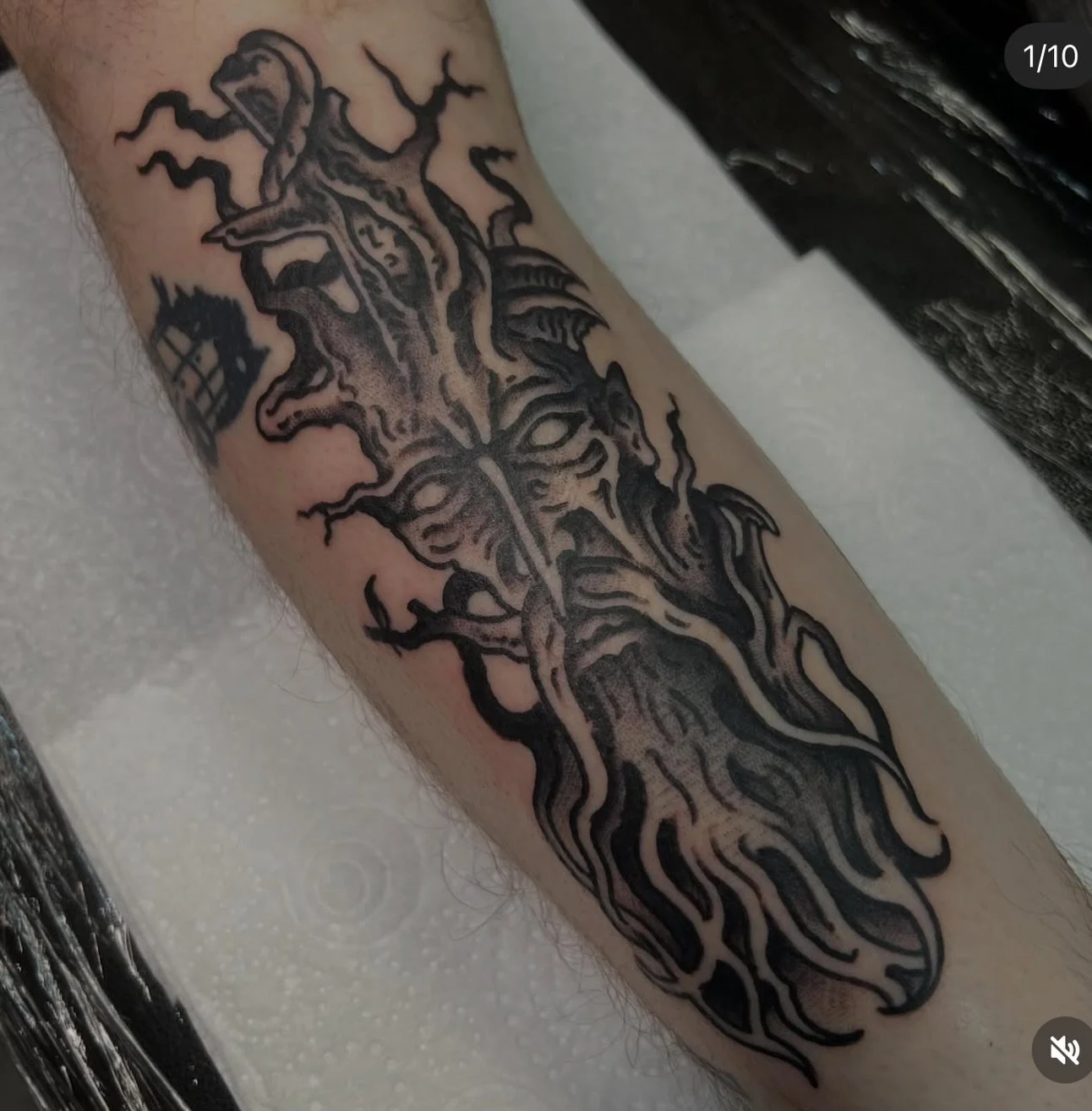 Tree face creature by @george_geary ! It&rsquo;s George&rsquo;s last month in Chester before moving to Bristol. Don&rsquo;t sleep if your wanting an appointment with him