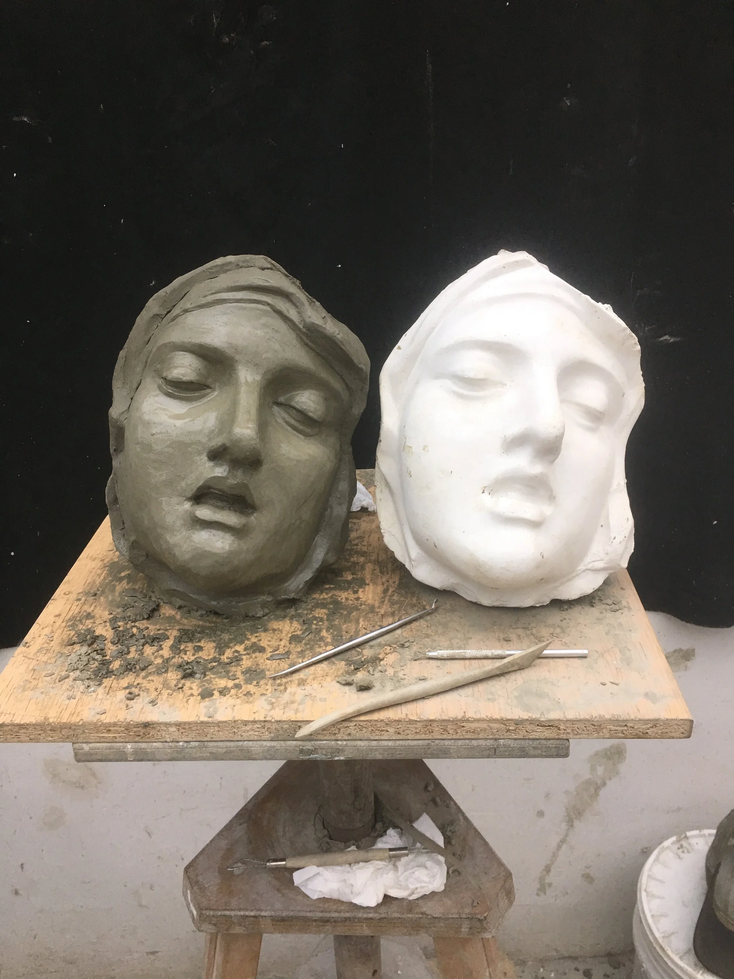 At the end of my last day in the studio before it closes in August for summer break. It is time to finish up for the summer, but I learned a good deal. The statues nose mouth and eyes are improved, although the cheeks are a little puffy and probably…