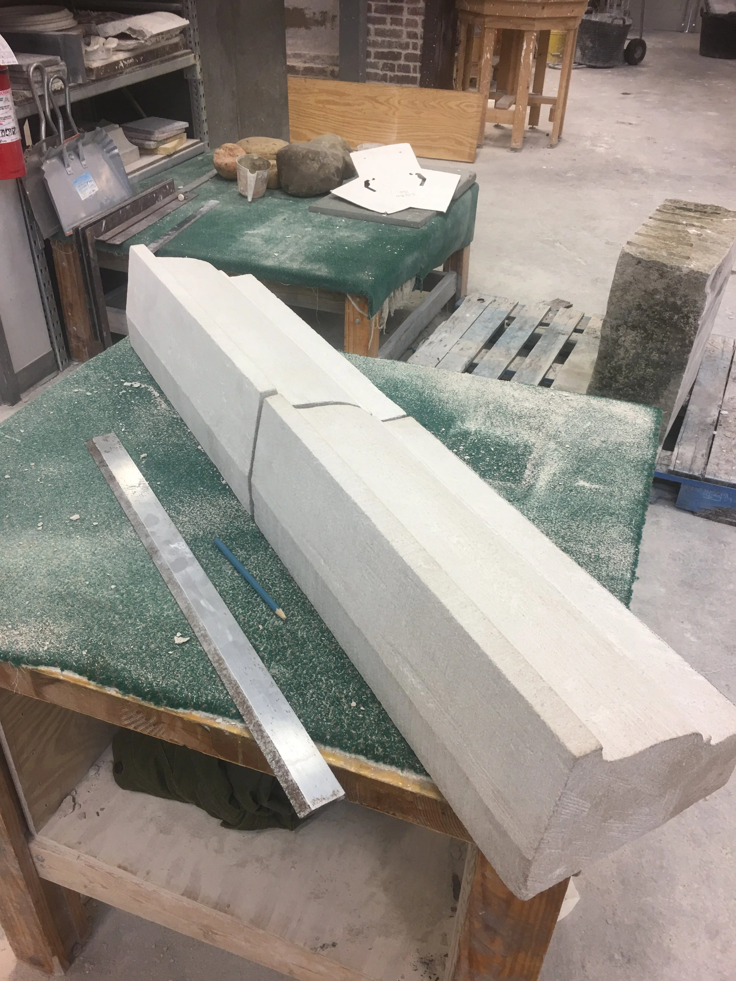 Working on stone from template