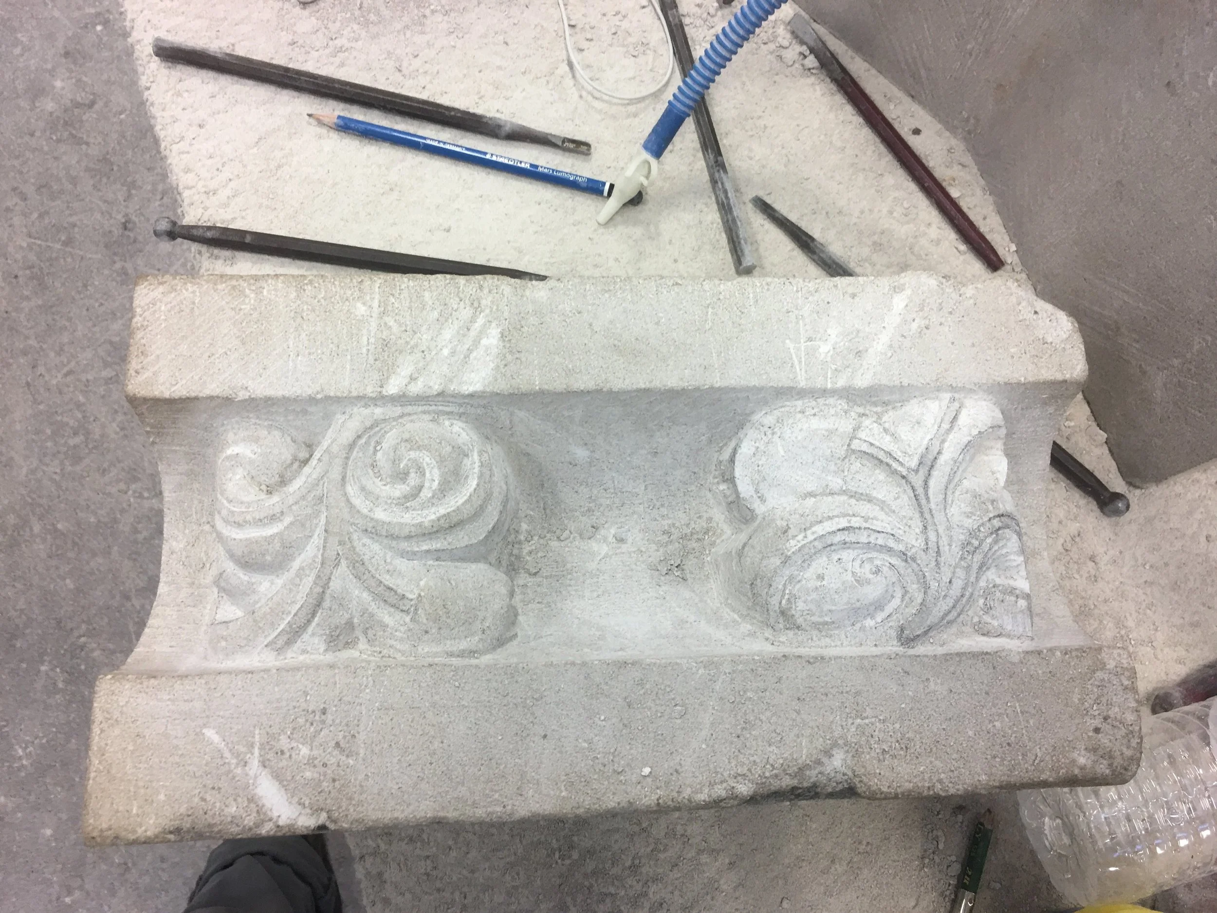 Carving a floral design