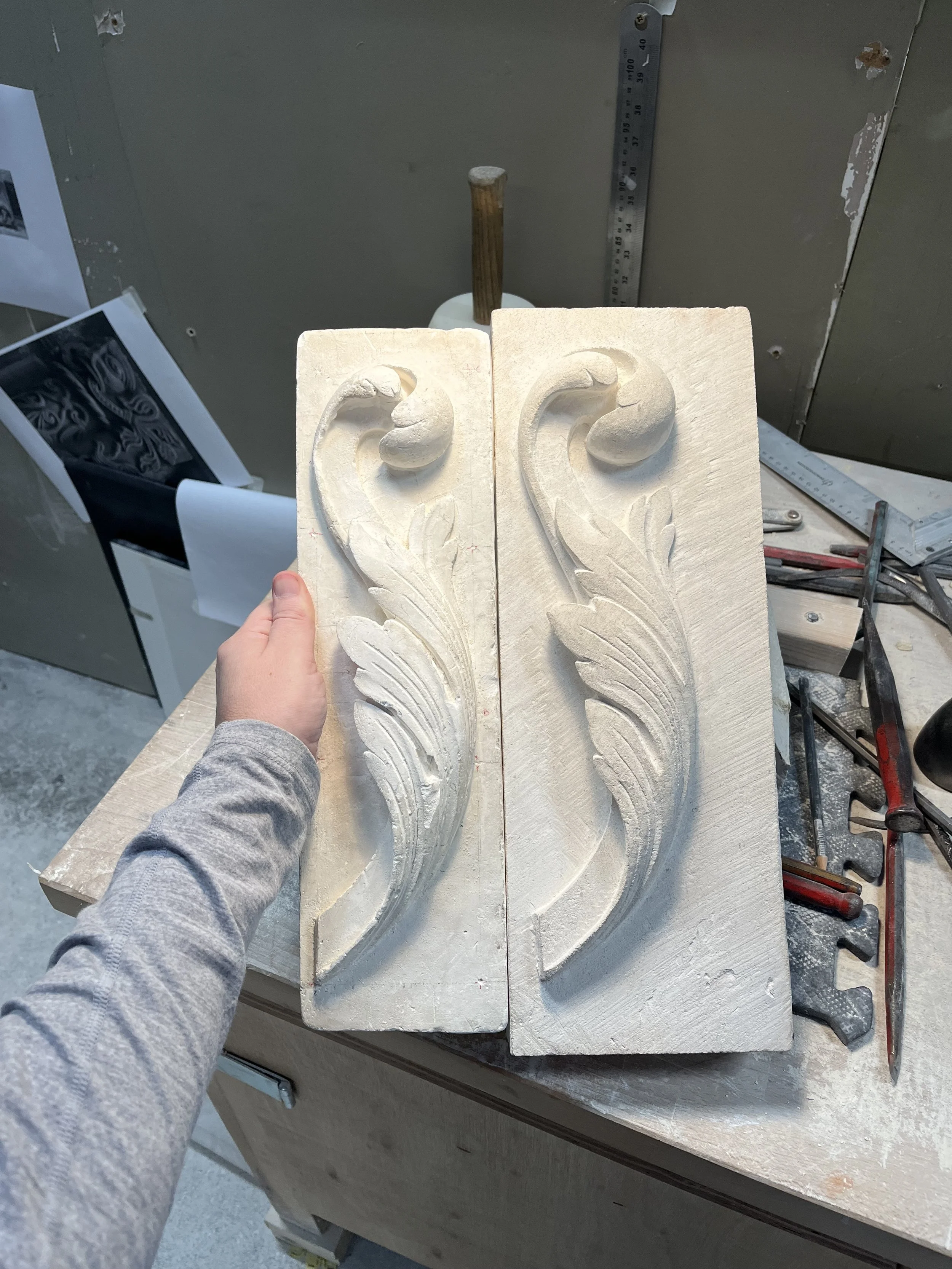 London City and Guilds: Carving stone by triangulation method