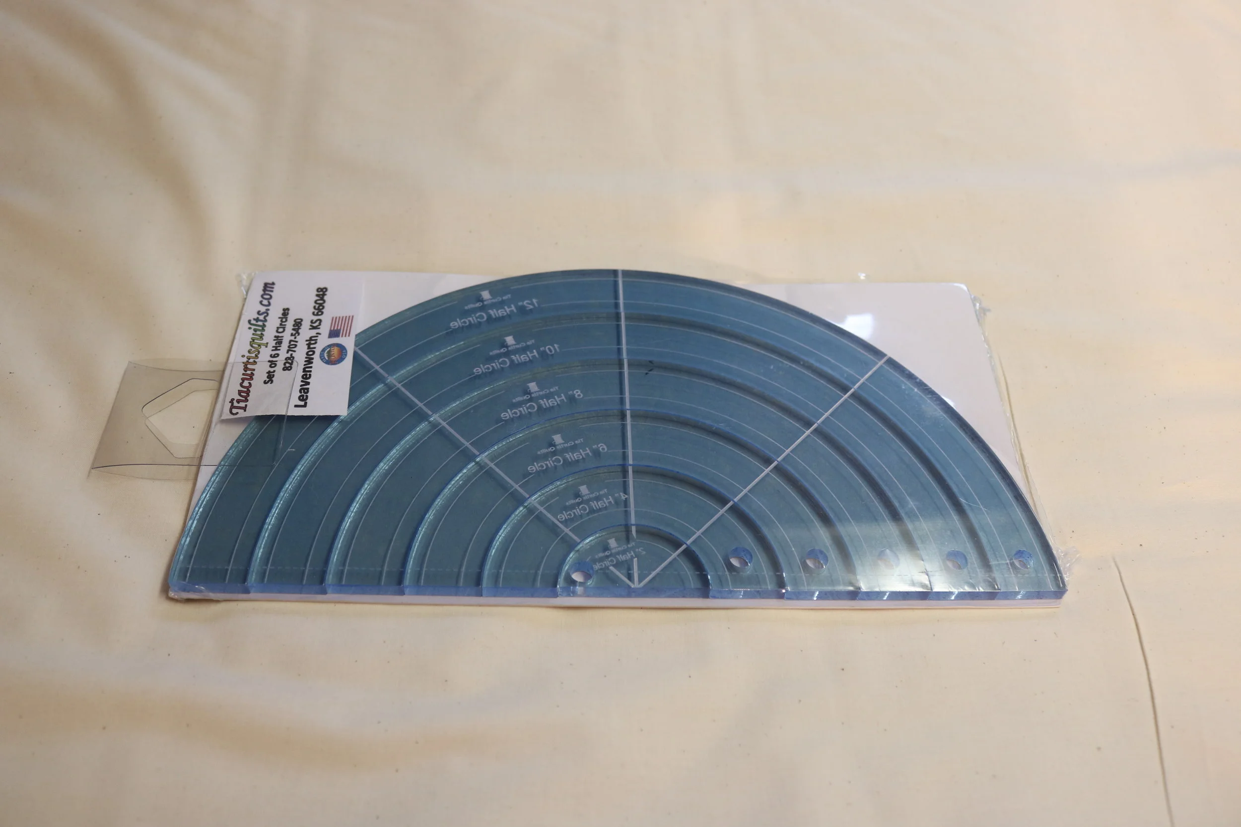 Set of 6 Half Circle Rulers for Long Arm Quilting (Blue or Neon Green
