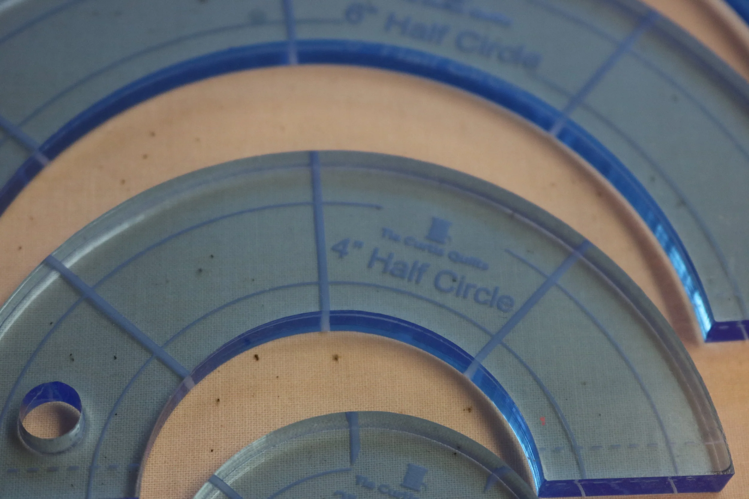 Set of 6 Half Circle Rulers for Long Arm Quilting (Blue or Neon Green