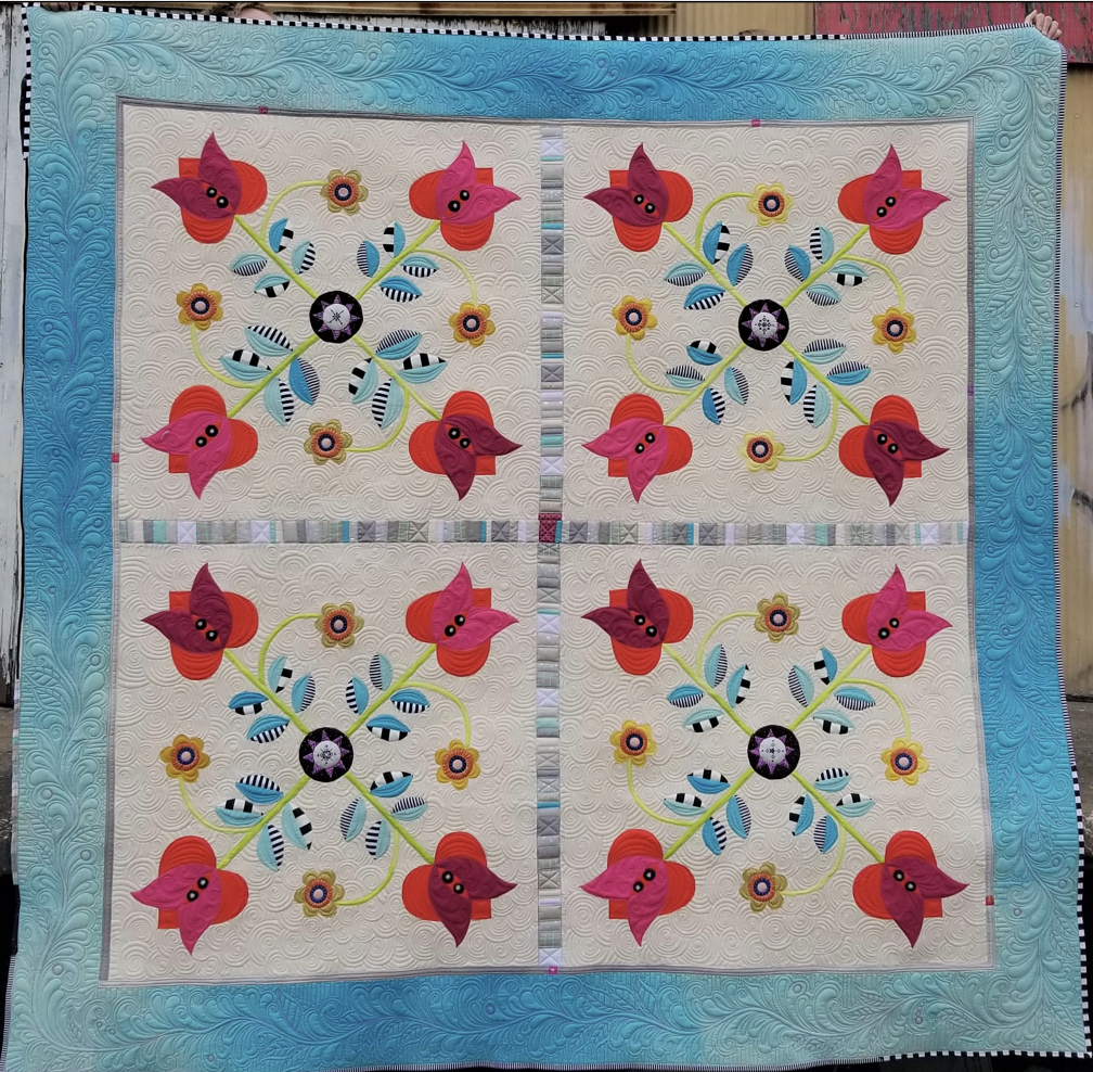 Custom Quilted Love Apples Quilt made and designed by Tia Curtis