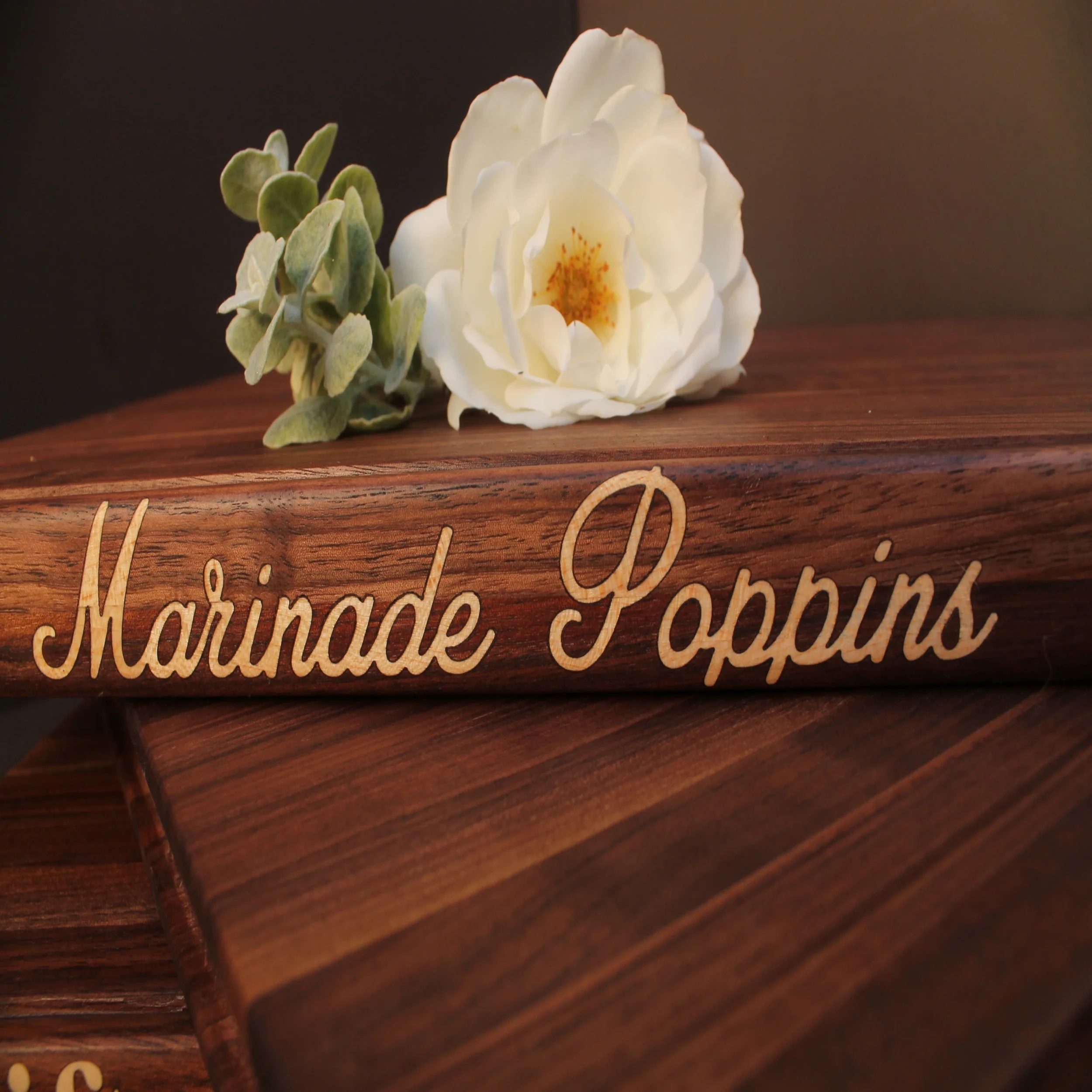 Marinade Poppins Book Shaped Cutting Board