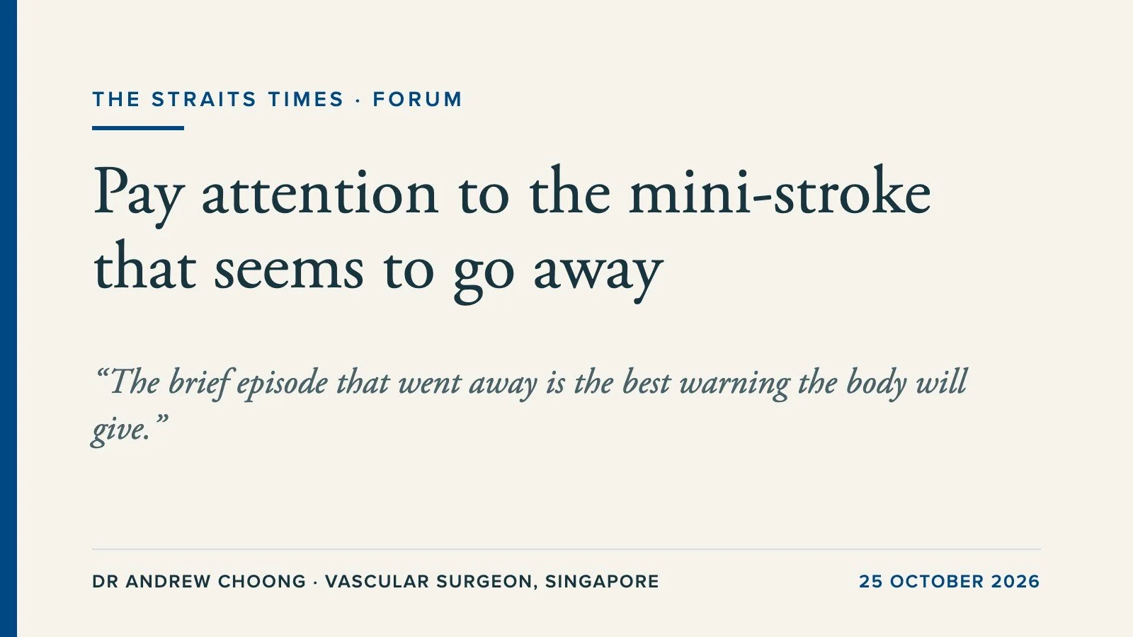 Pay Attention to the Mini-Stroke That Seems to Go Away