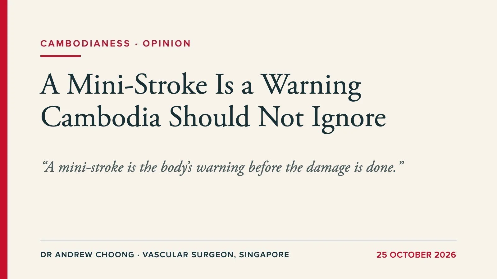 A Mini-Stroke Is a Warning: What It Means for Families in Cambodia