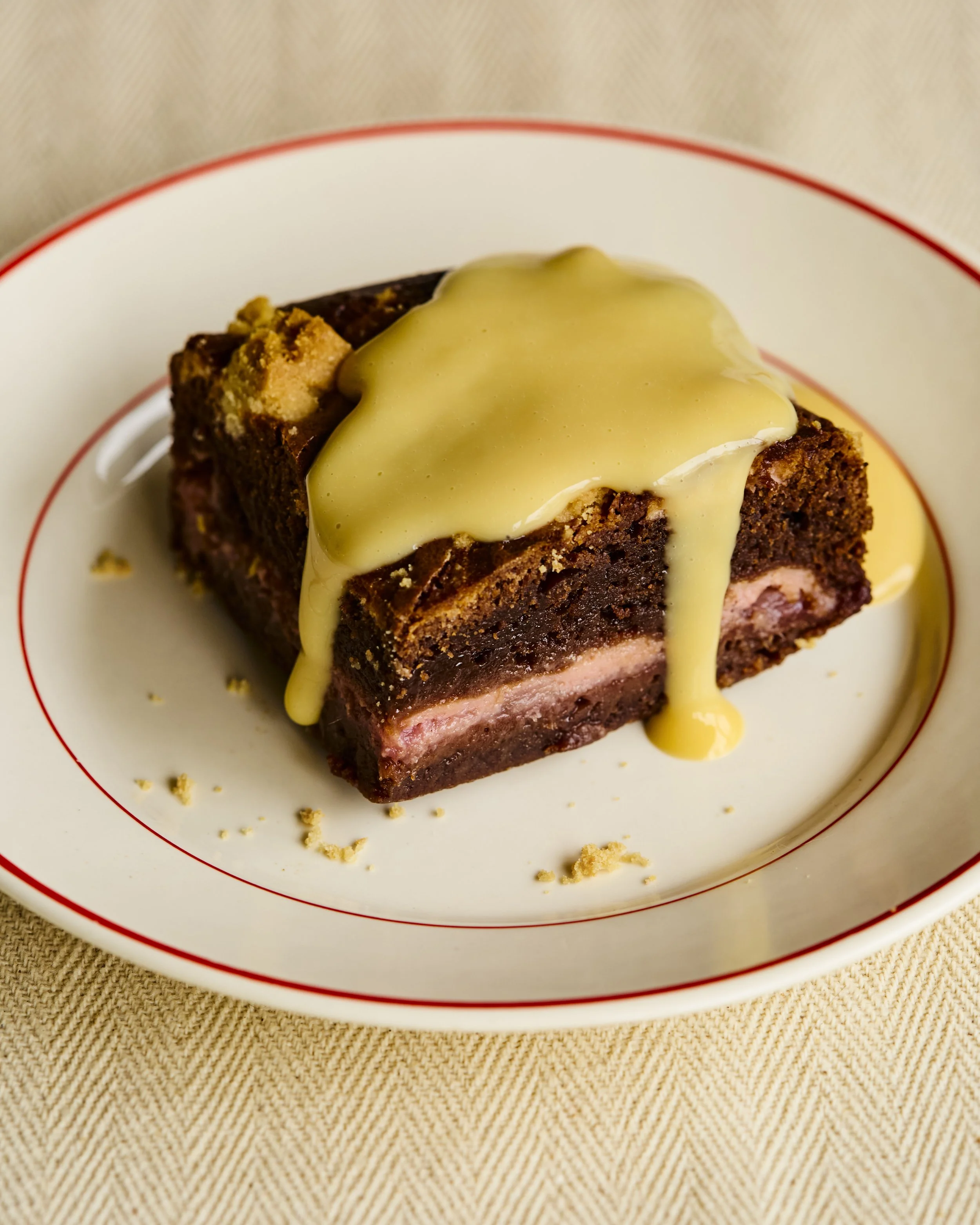 Rhubarb and Custard Brownie