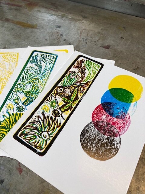 Multi-color Printing Linocut — Central Print
