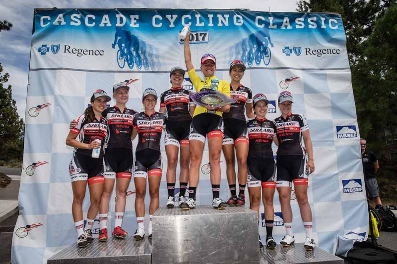 Allie Dragoo shares the Cascade Classic podium with her Sho-Air-Twenty20 teammates. Read more at VeloNews.