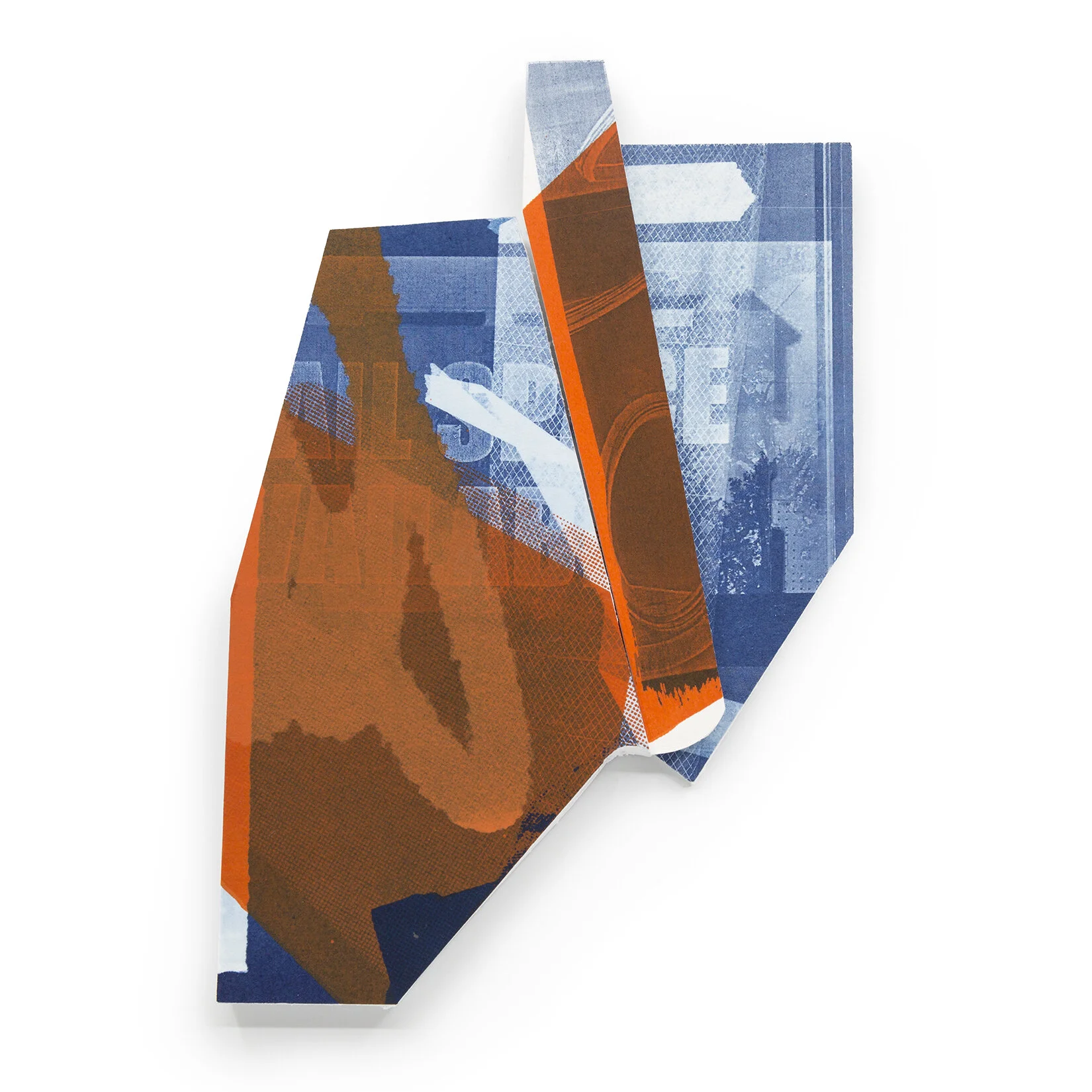 throwing a short glance in the sliver between the wobbly edges of brown paper sheets, Screenprint on cyanotype 8.5 x 6” 2019