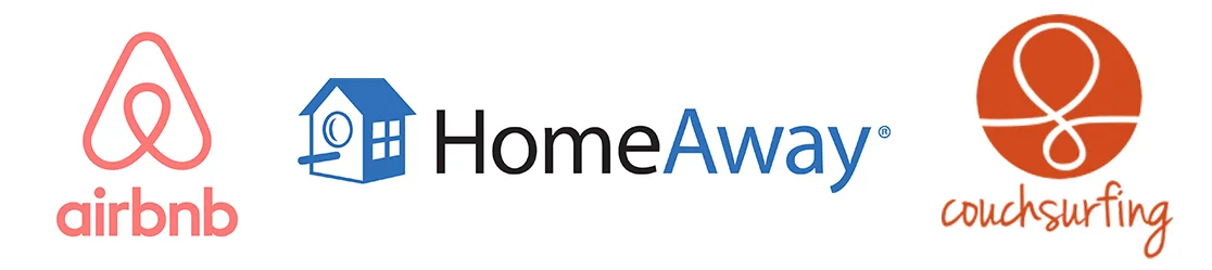 From left to right: AIRBNB , HOMEAWAY and COUCHSURFING