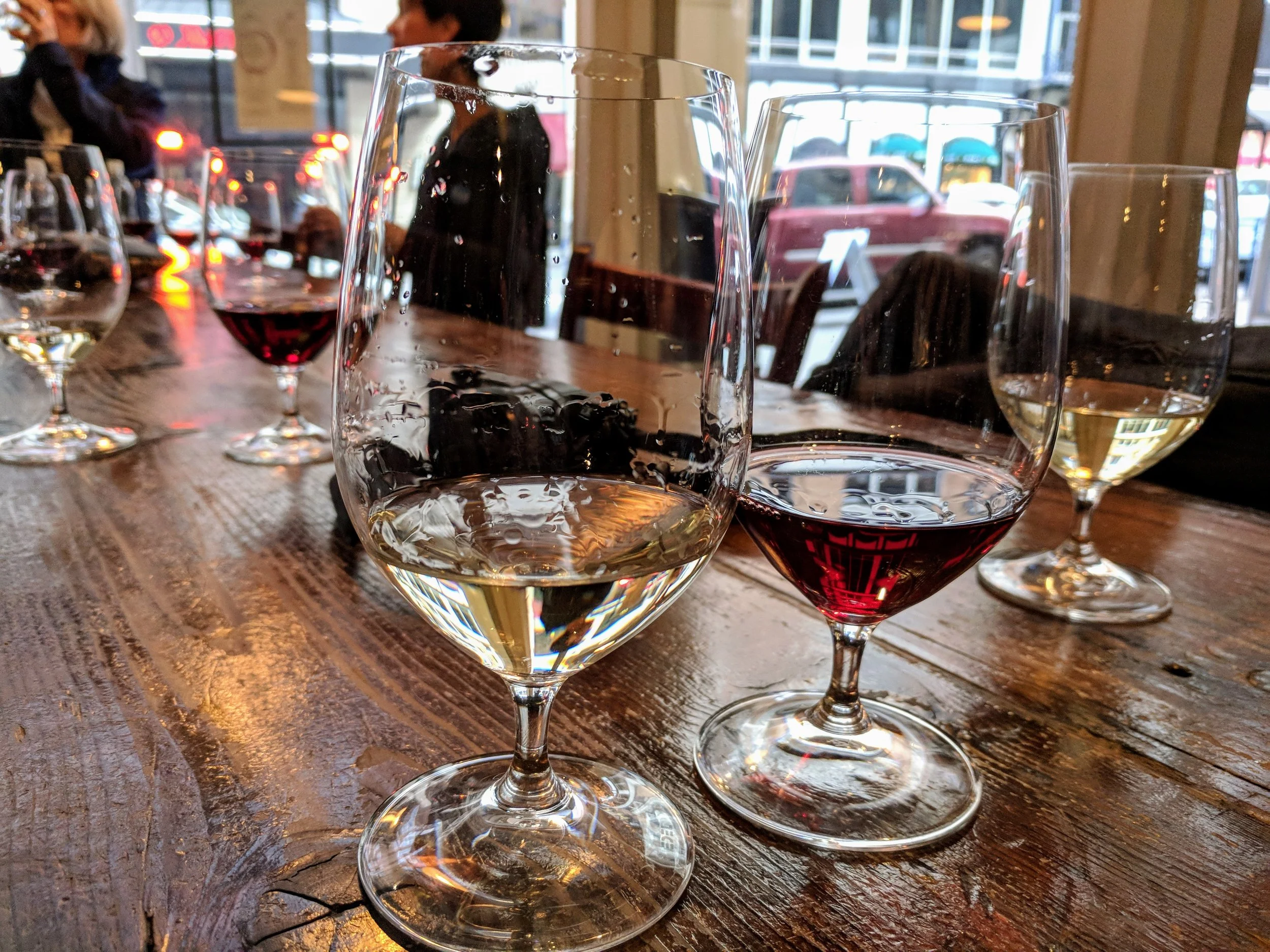 The Libra Wines Pinot Gris (L), and the Stoller Family Estate Pinot Noir (R)
