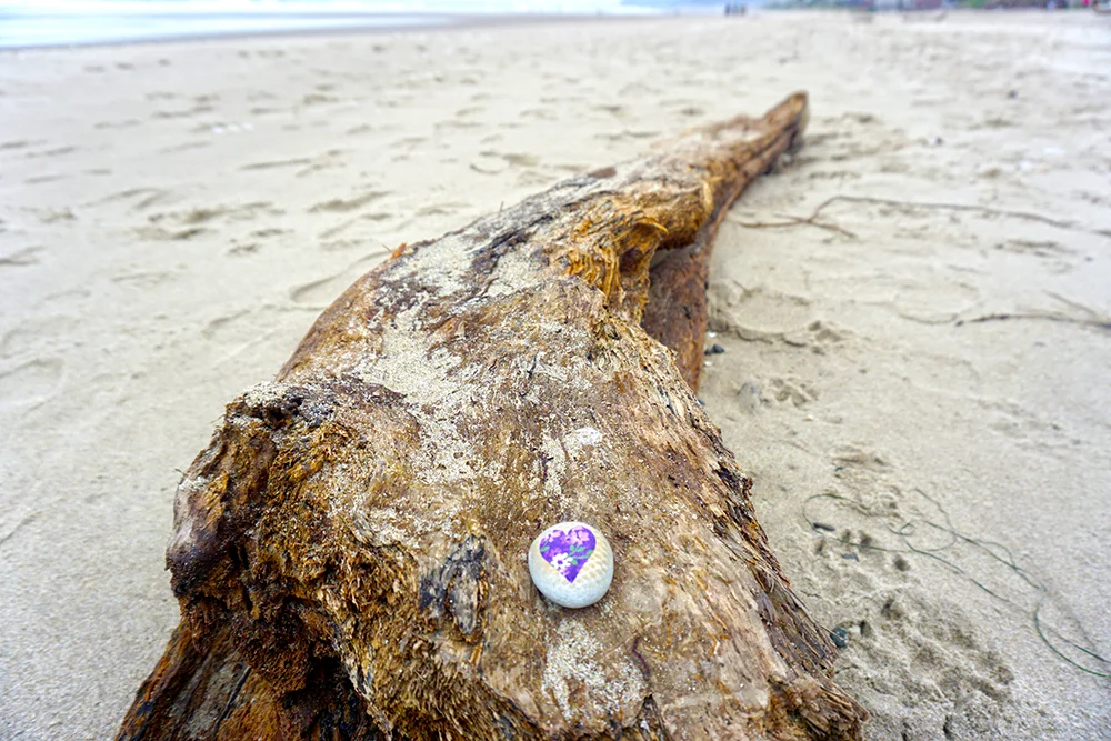 Even though I didn't find a glass float I did find a cute little rock with a heart!