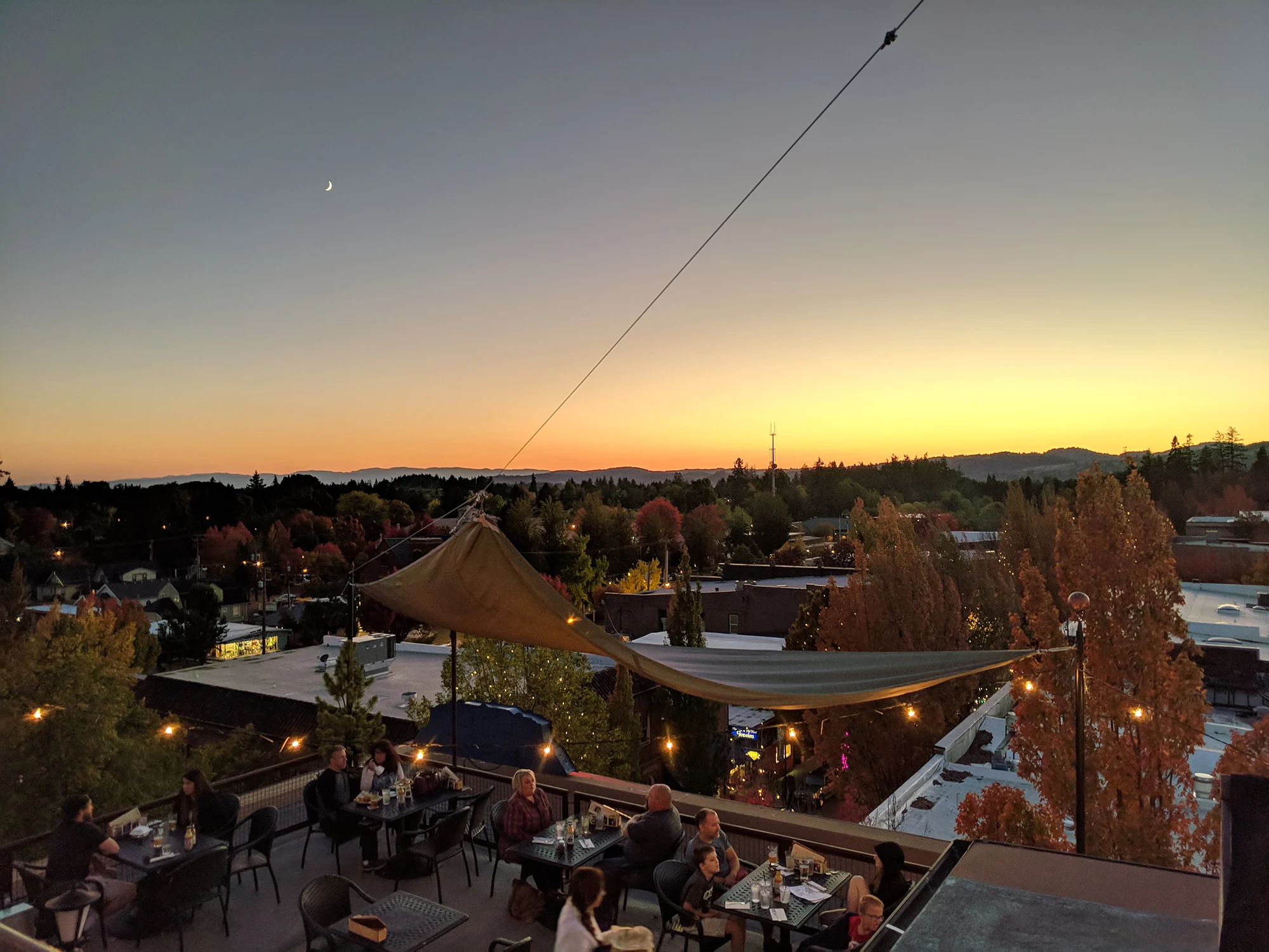 The rooftop view from McMenamins Hotel Oregon Rooftop Bar