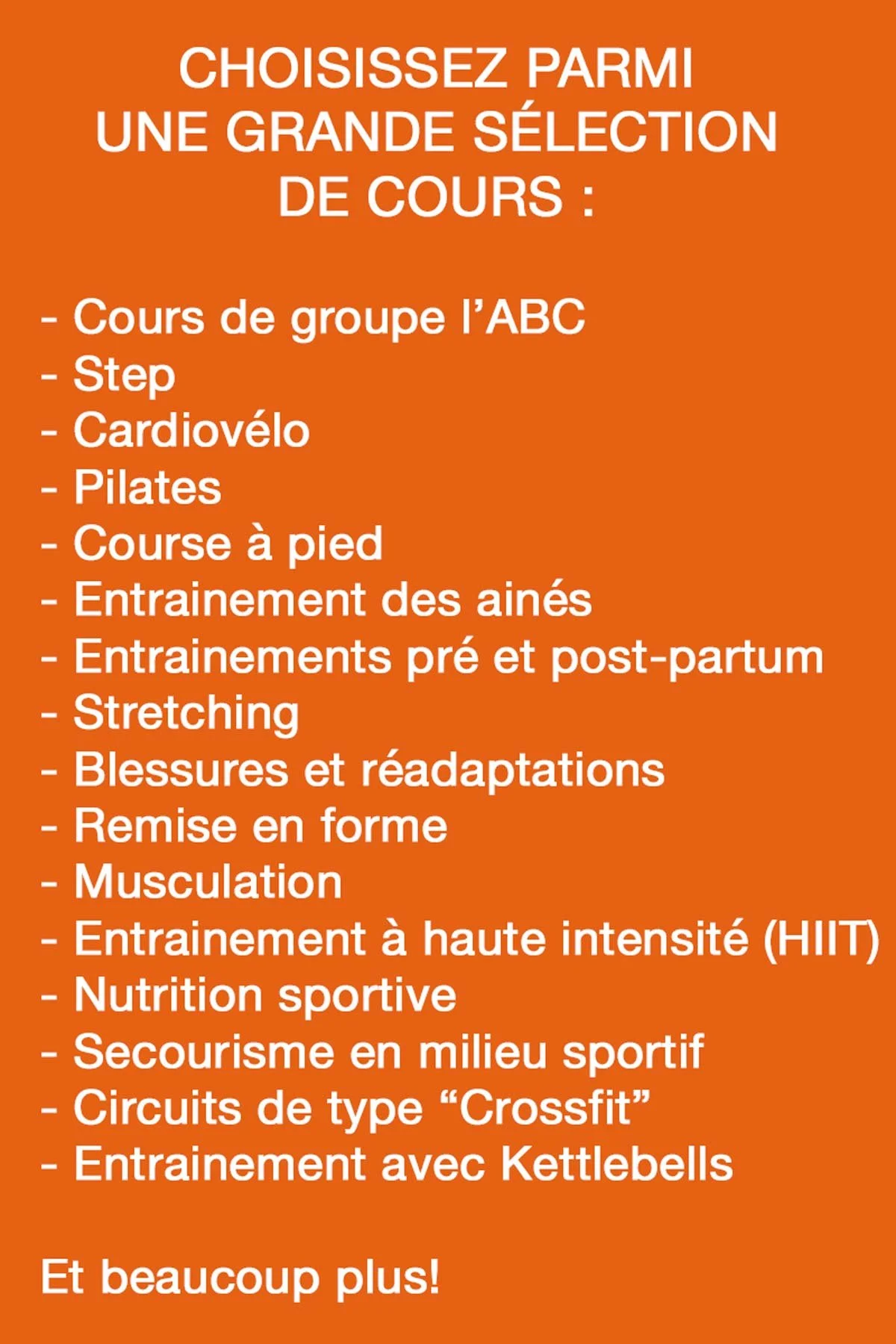 Grande sélection de formations offertes dans le cadre de la certification d’intervenant sportif CFORC