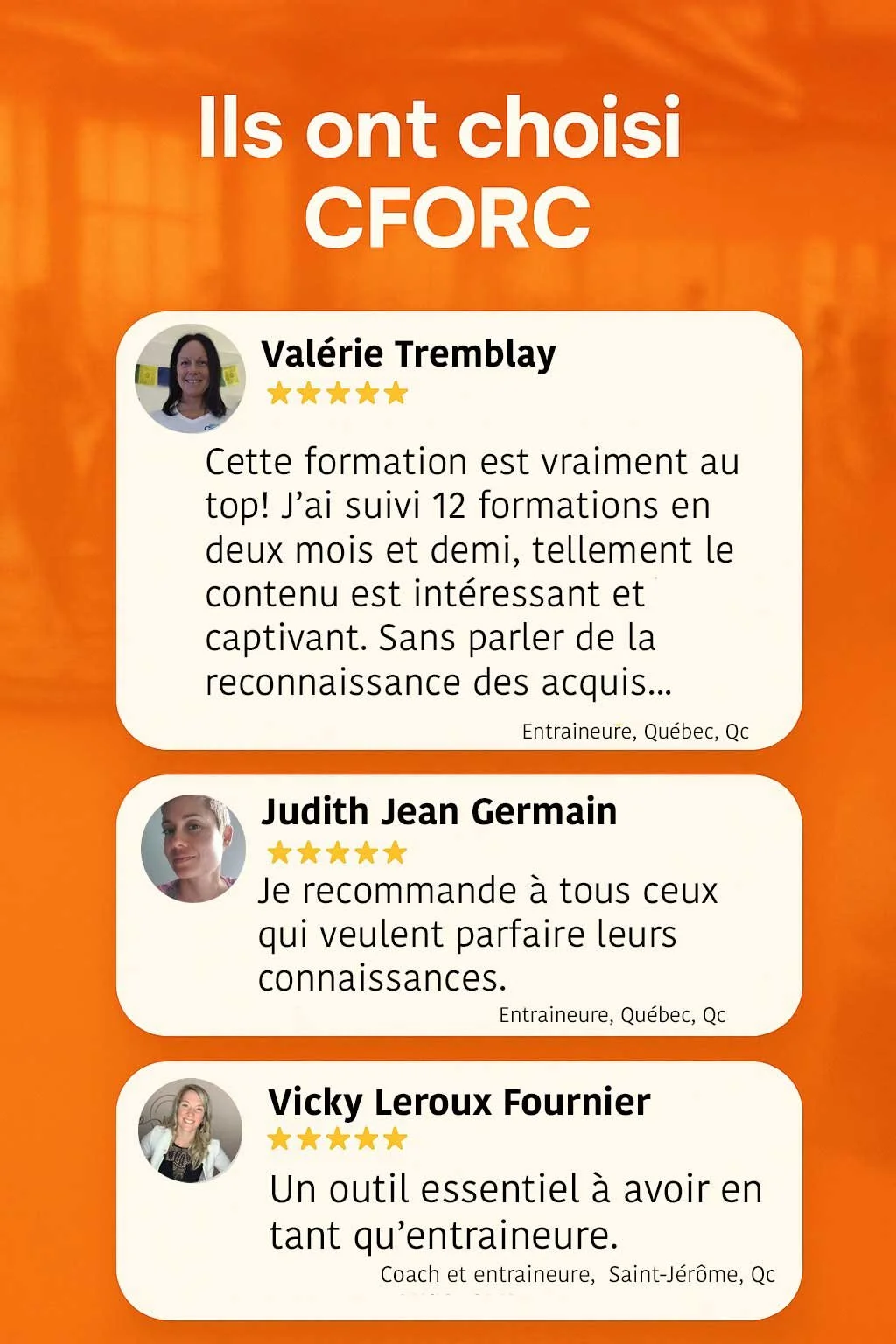Avis de participants sur la certification d’intervenant sportif CFORC au Québec